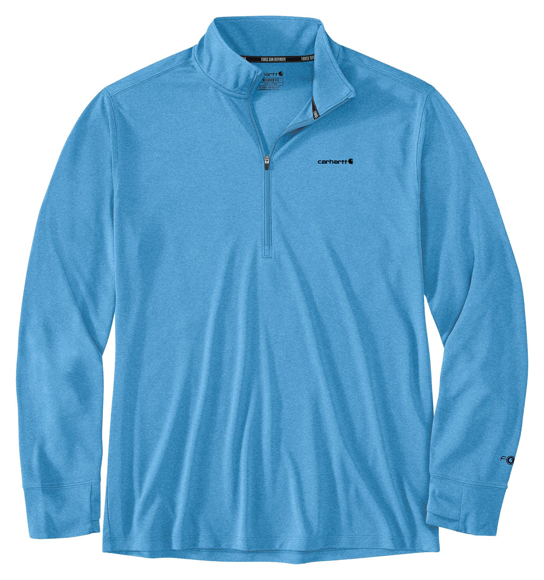 Image of Carhartt Force Sun Defender Relaxed-Fit Half-Zip Long-Sleeve Pullover - Tranquil Blue Heather