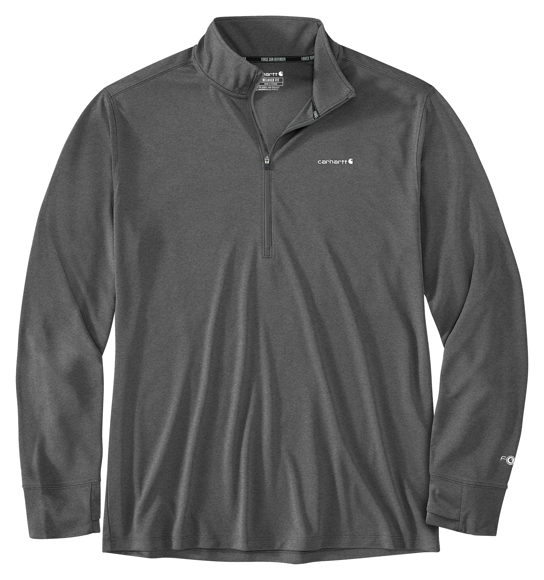 Image of Carhartt Force Sun Defender Relaxed-Fit Half-Zip Long-Sleeve Pullover - Steel Heather