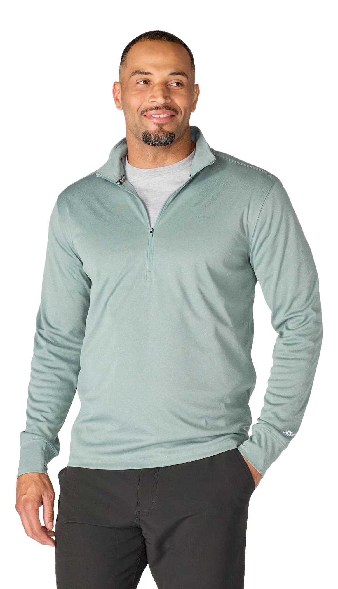 Image of Carhartt Force Sun Defender Relaxed-Fit Half-Zip Long-Sleeve Pullover - Green Slate Heather - LT