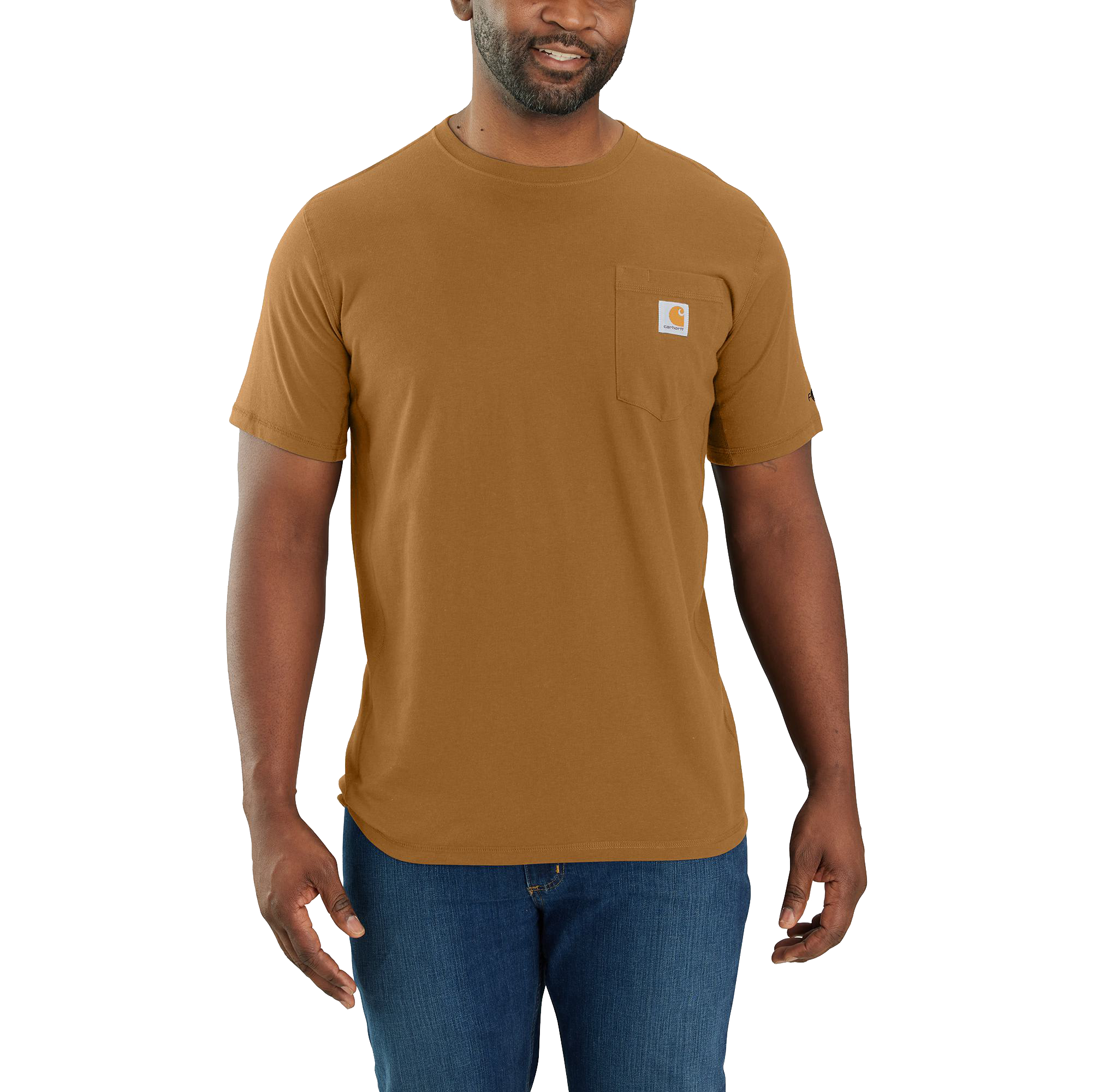 Image of Carhartt Force Relaxed-Fit Midweight Short-Sleeve Pocket T-Shirt - Carhartt Brown