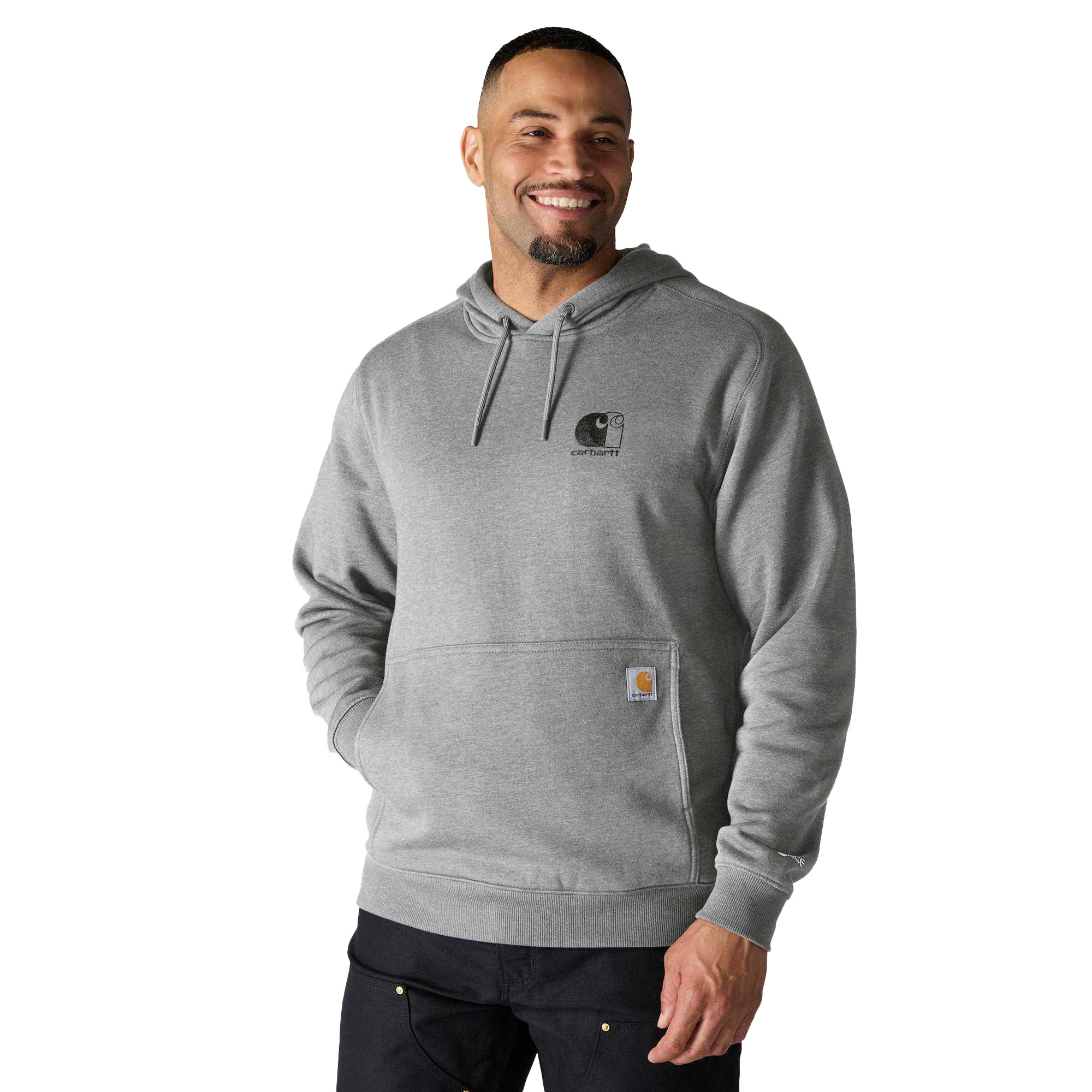 Image of Carhartt Force Logo Hooded Sweatshirt - Asphalt Heather