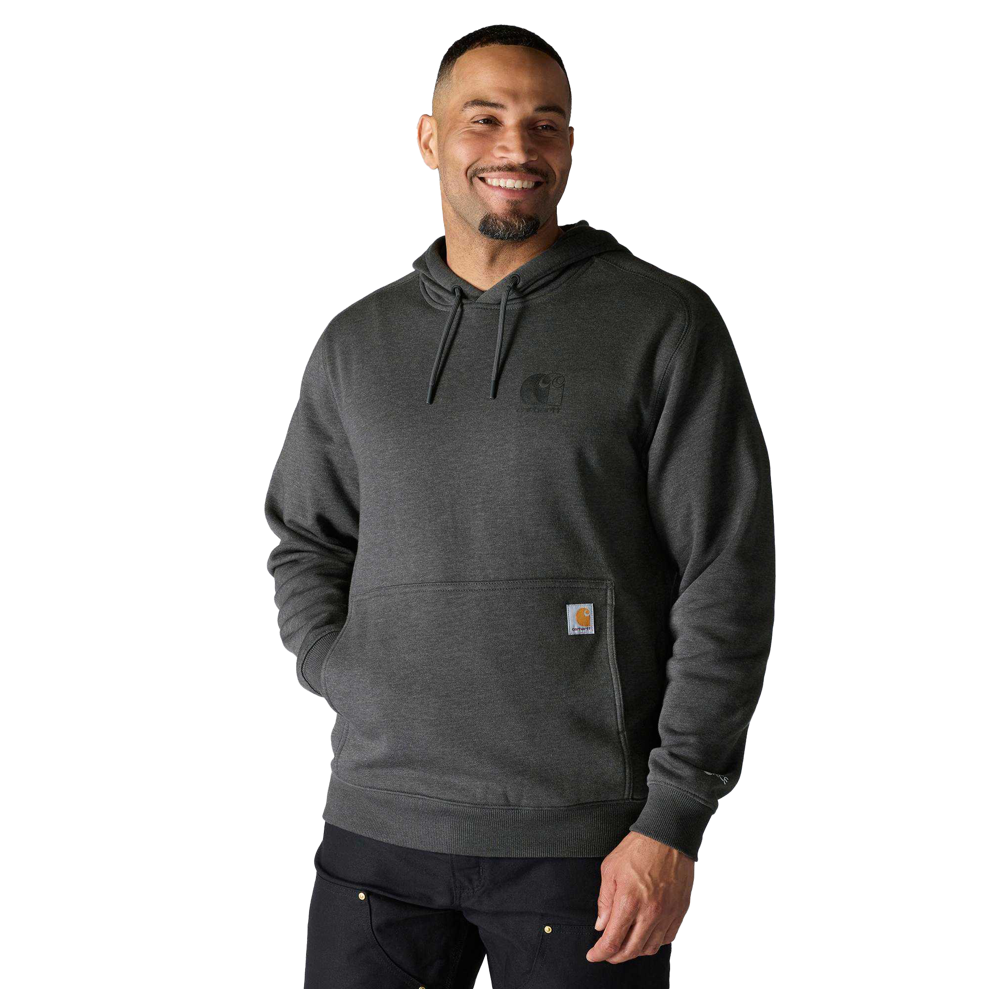 Image of Carhartt Force Logo Hooded Sweatshirt - Carbon Heather - XL