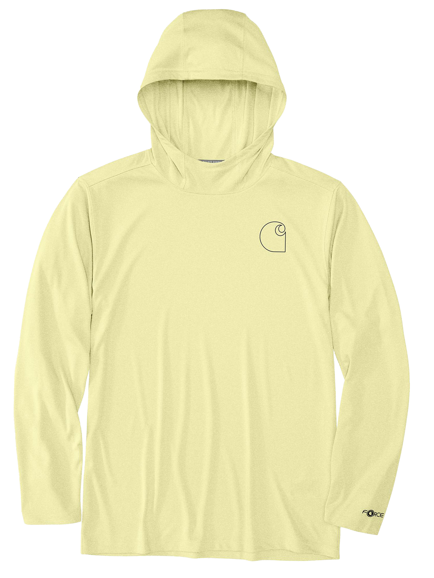 Image of Carhartt Force Sun Defender Logo Graphic Lightweight Hooded Long-Sleeve T-Shirt - Celestial Yellow
