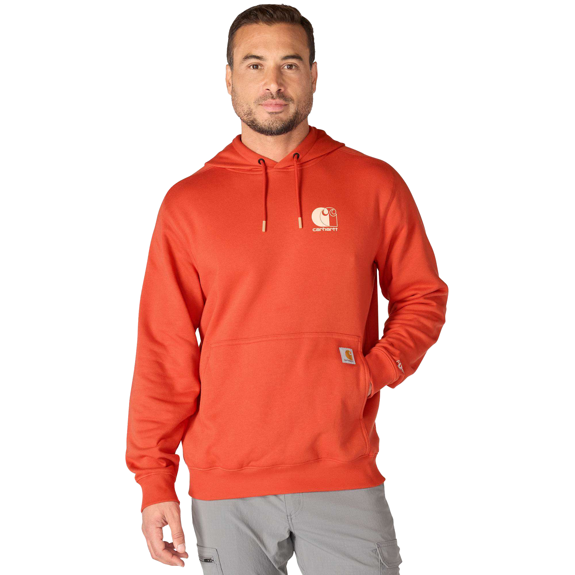 Image of Carhartt Force Logo Hooded Sweatshirt - Atomic Red