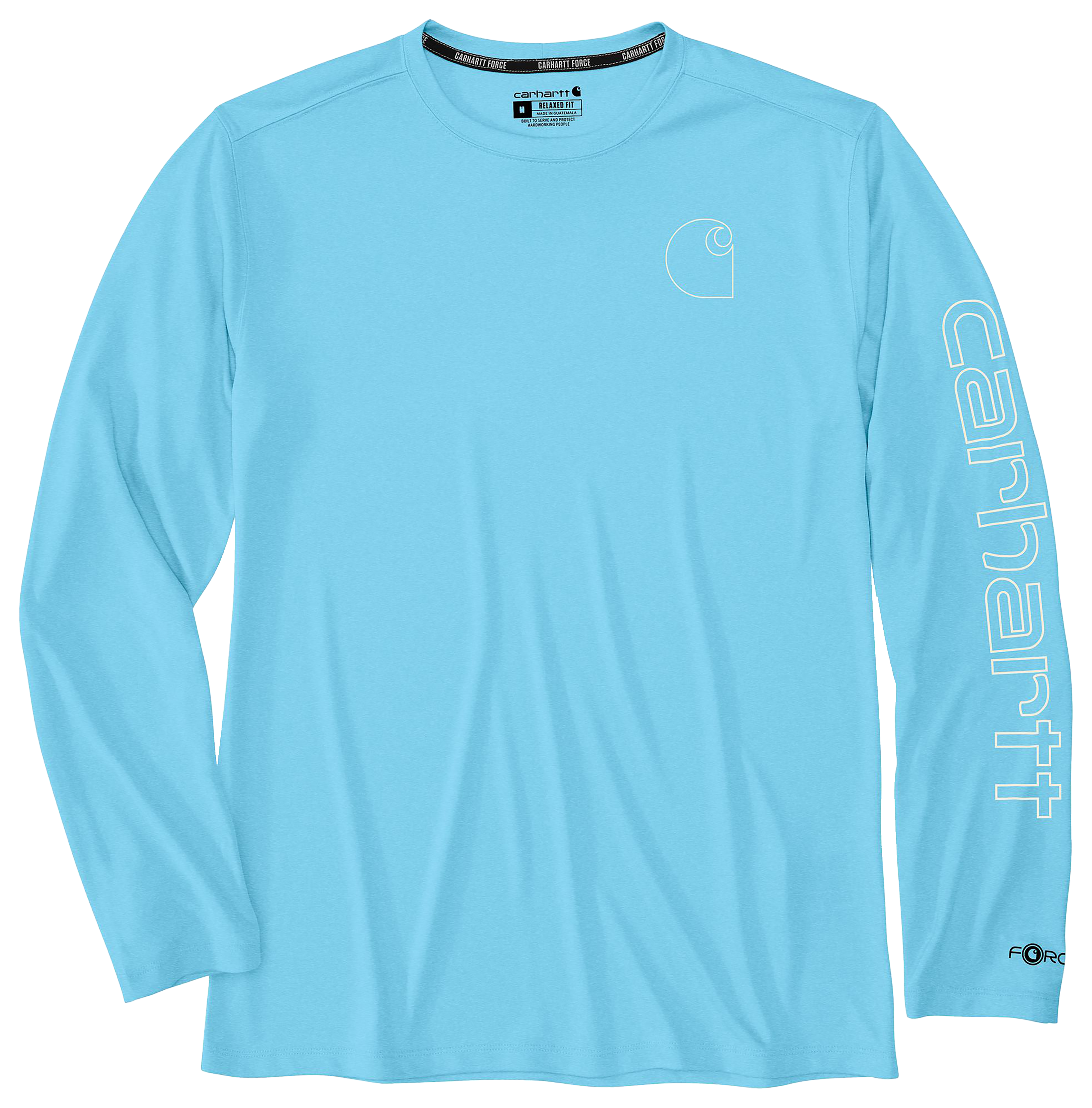 Image of Carhartt Force Sun Defender Logo Graphic Lightweight Long-Sleeve T-Shirt for Men - Blue Gleam Heather