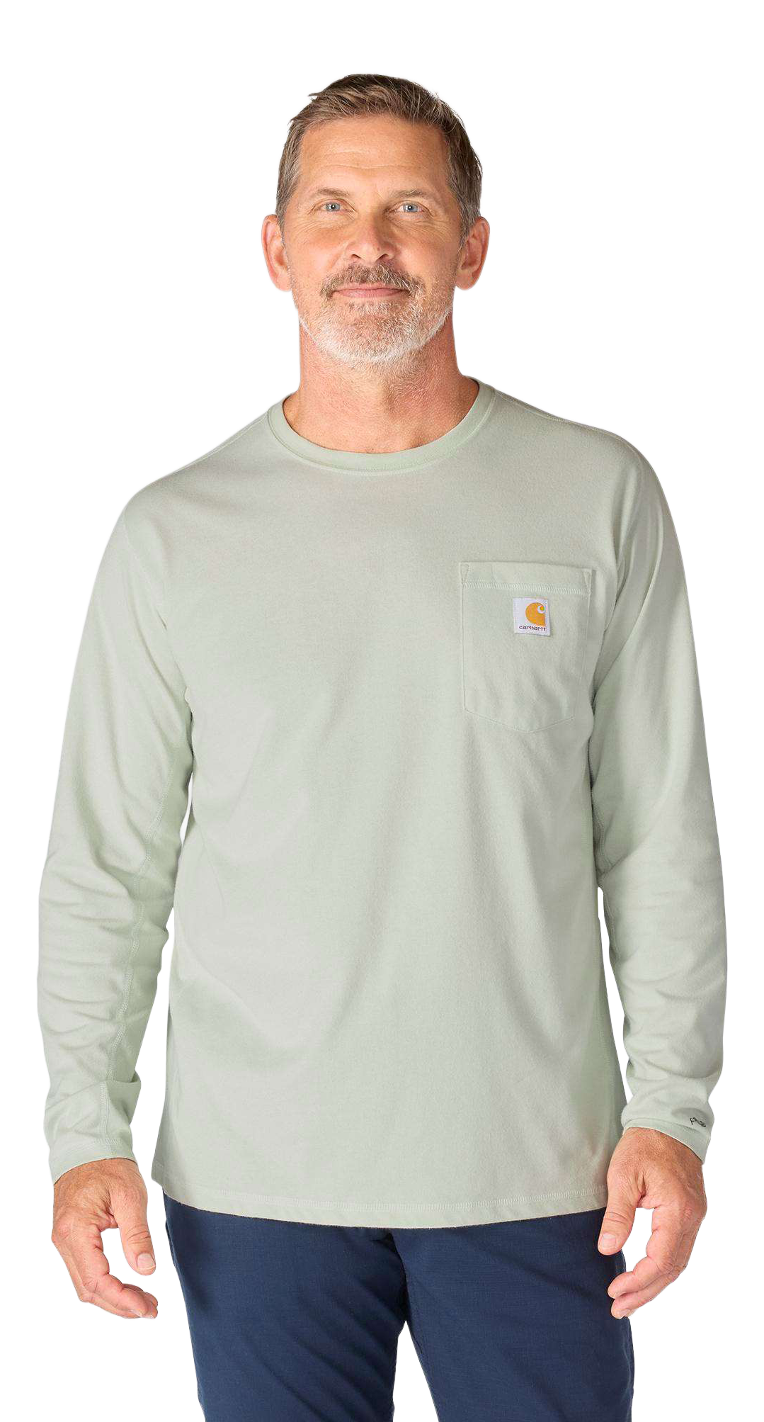 Image of Carhartt Force Relaxed-Fit Midweight Long-Sleeve Pocket T-Shirt for Men - Smoked Teal - 2XL