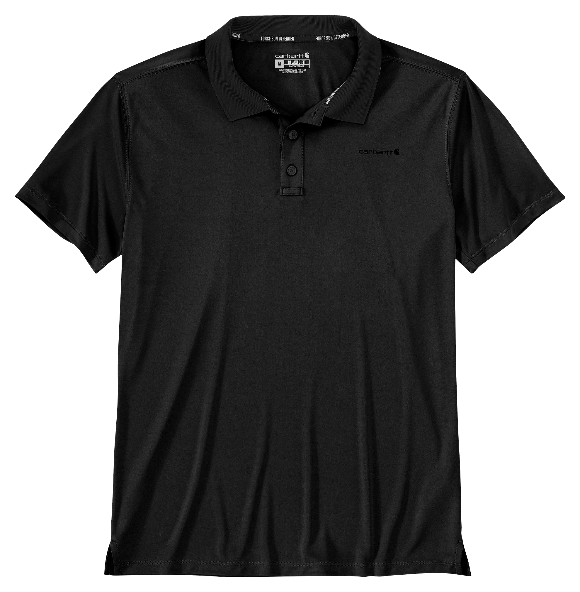 Image of Carhartt Force Sun Defender Relaxed-Fit Lightweight Short-Sleeve Polo - Black - XLT
