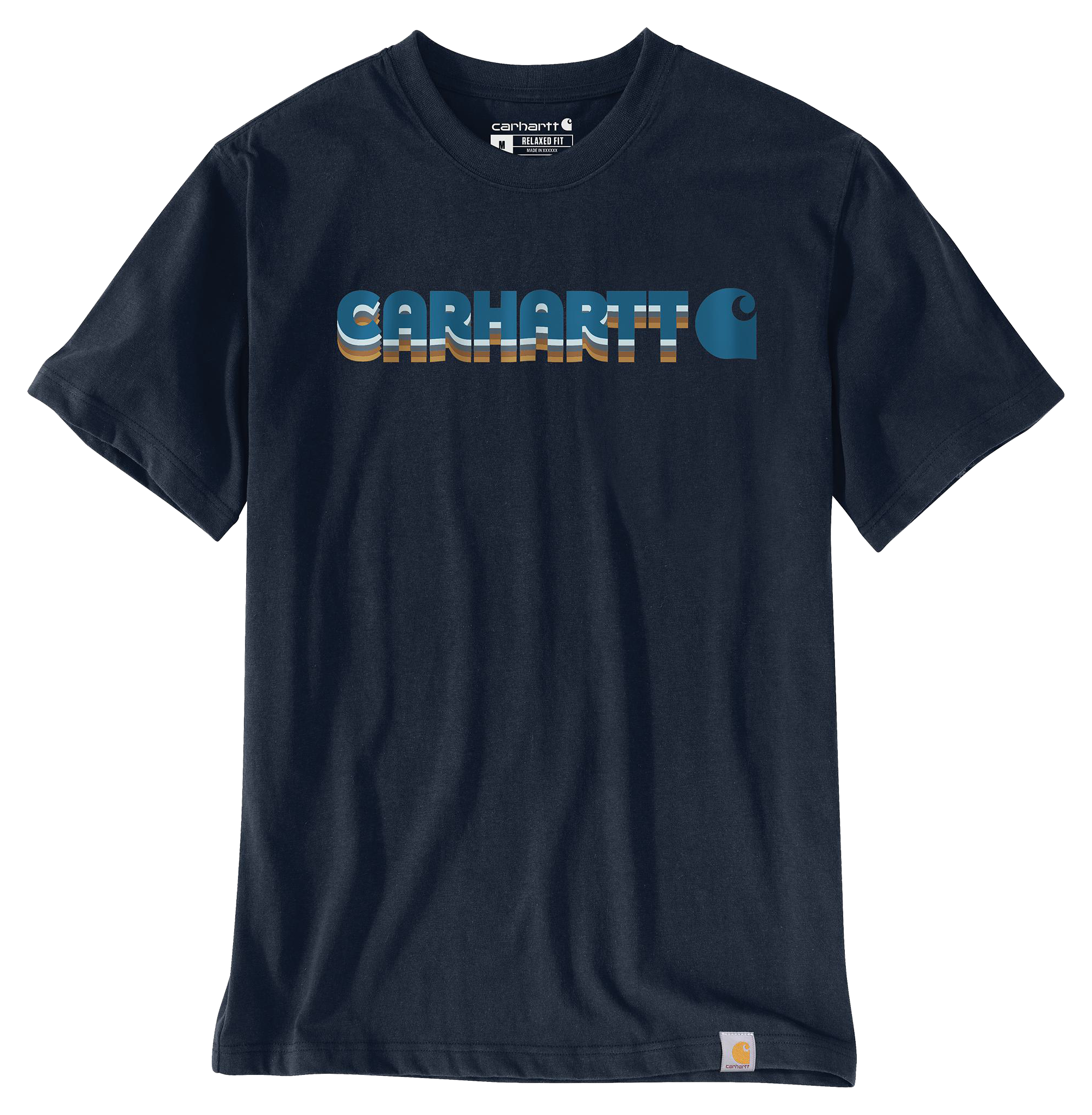 Image of Carhartt Irvine Layered Logo Relaxed-Fit Short-Sleeve T-Shirt - Navy