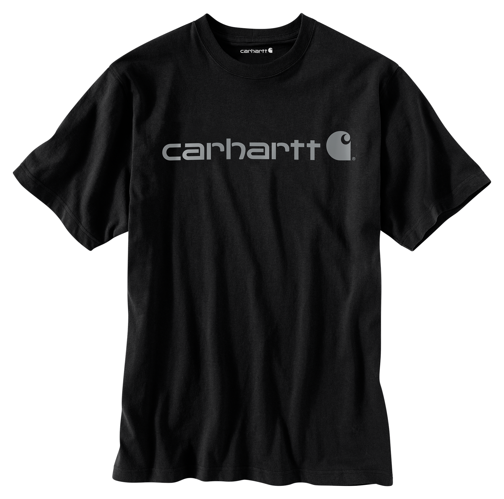 Image of Carhartt Logo Graphic Loose-Fit Heavyweight Short-Sleeve T-Shirt - Black/Gray - LT