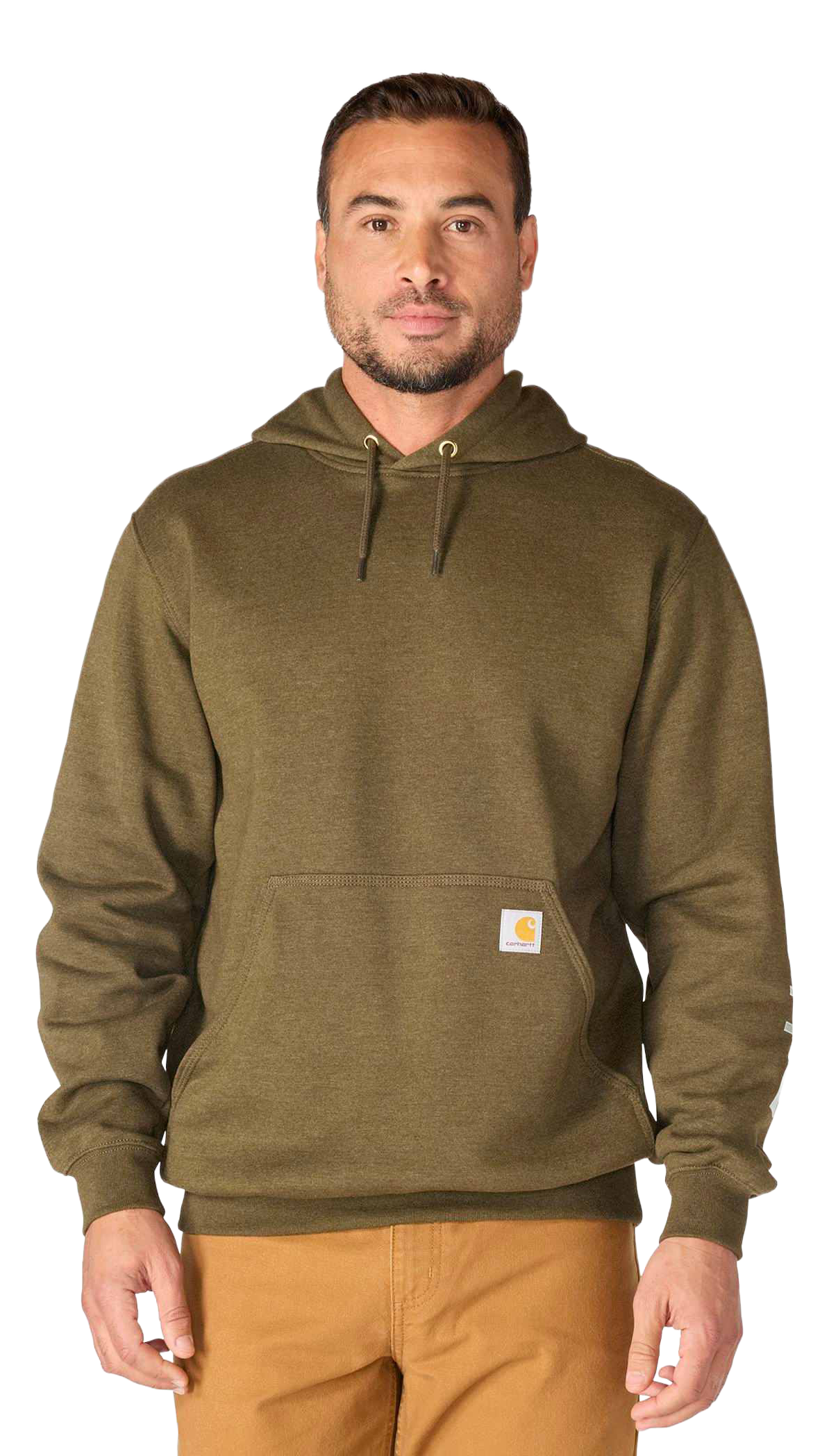 Image of Carhartt Loose-Fit Midweight Logo Hoodie - Burnished Logs Heather