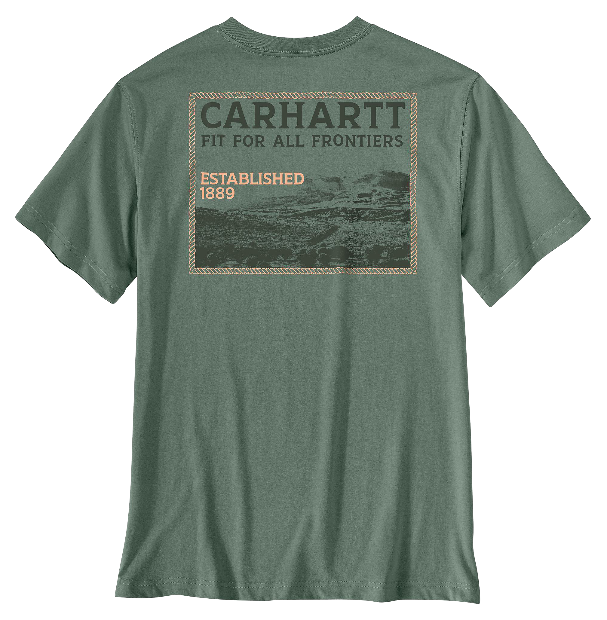 Image of Carhartt Irvine Frontiers Relaxed-Fit Short-Sleeve Pocket T-Shirt - Green Slate - 3XLT