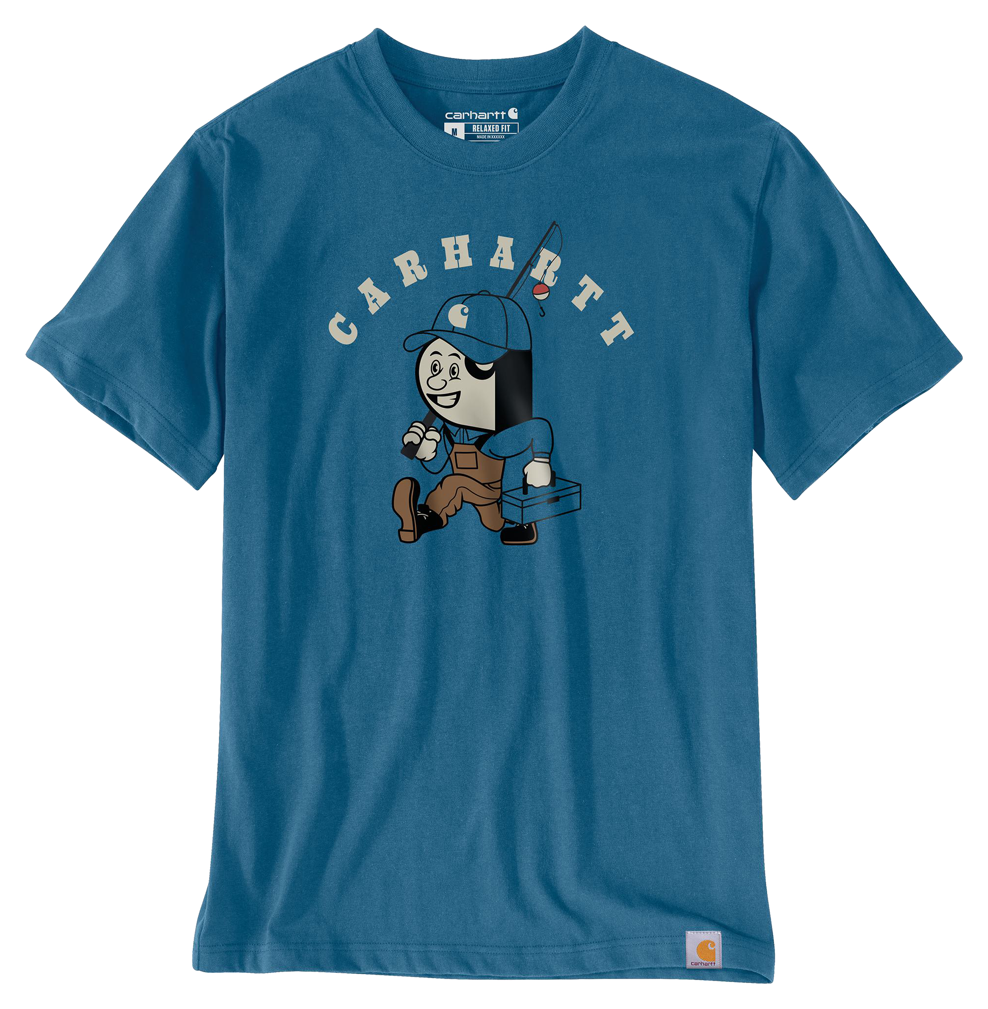 Image of Carhartt Irvine Fishing Relaxed-Fit Short-Sleeve Pocket T-Shirt - Dark Tranquil Blue