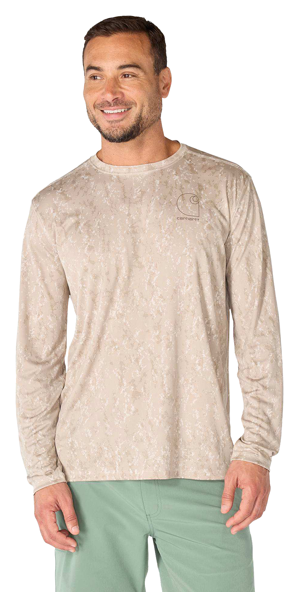 Image of Carhartt Force Sun Defender Print Relaxed-Fit Long-Sleeve Shirt - Cobblestone Terrain Camo