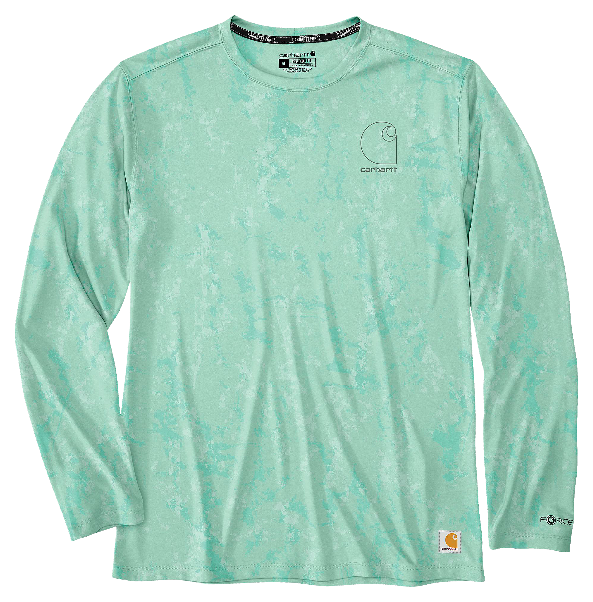 Image of Carhartt Force Sun Defender Print Relaxed-Fit Long-Sleeve Shirt - Fresh Mint Terrain Camo