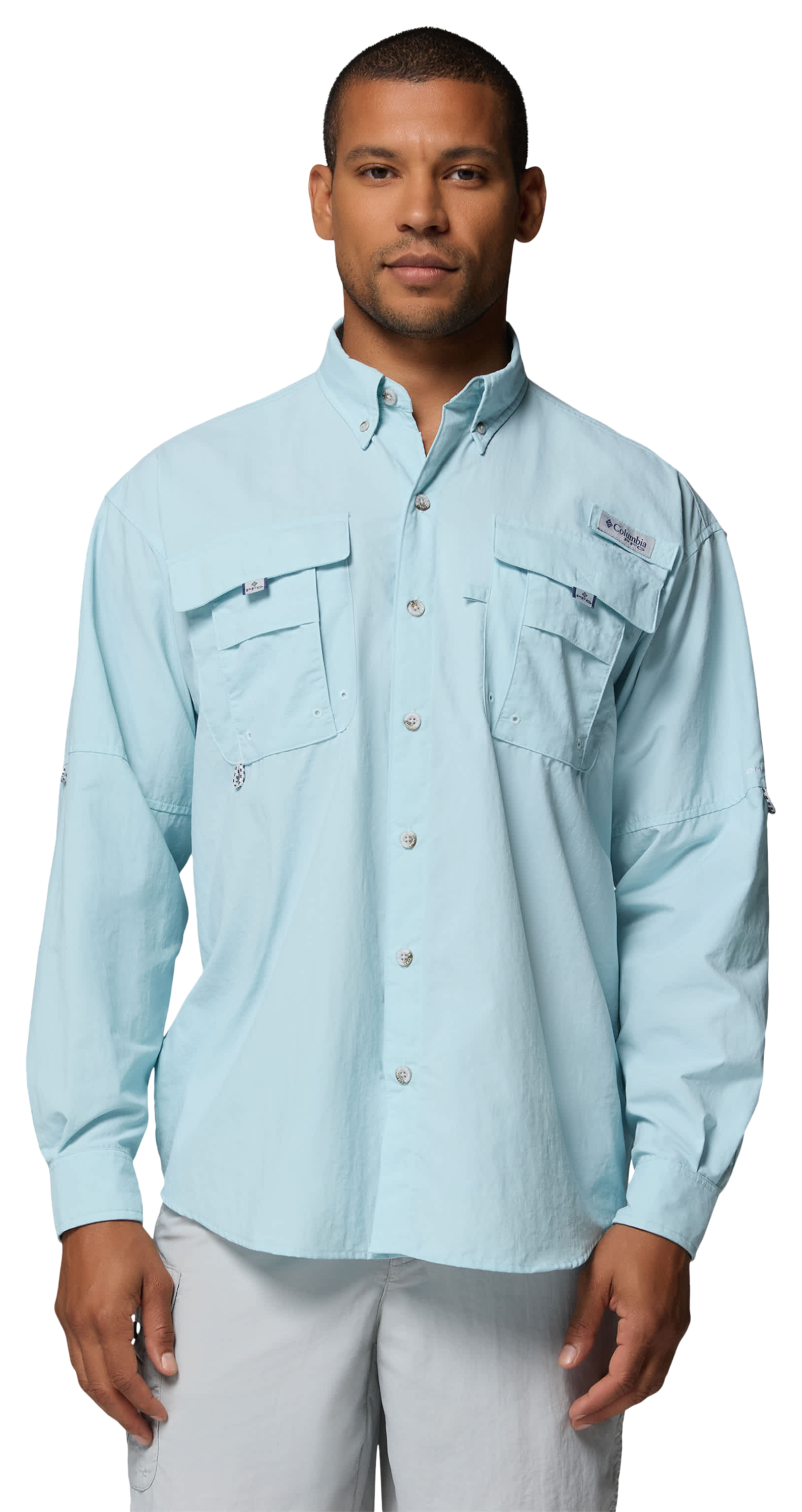 Image of Columbia PFG Bahama II Button-Up Long-Sleeve Fishing Shirt - Marine Light - XLT