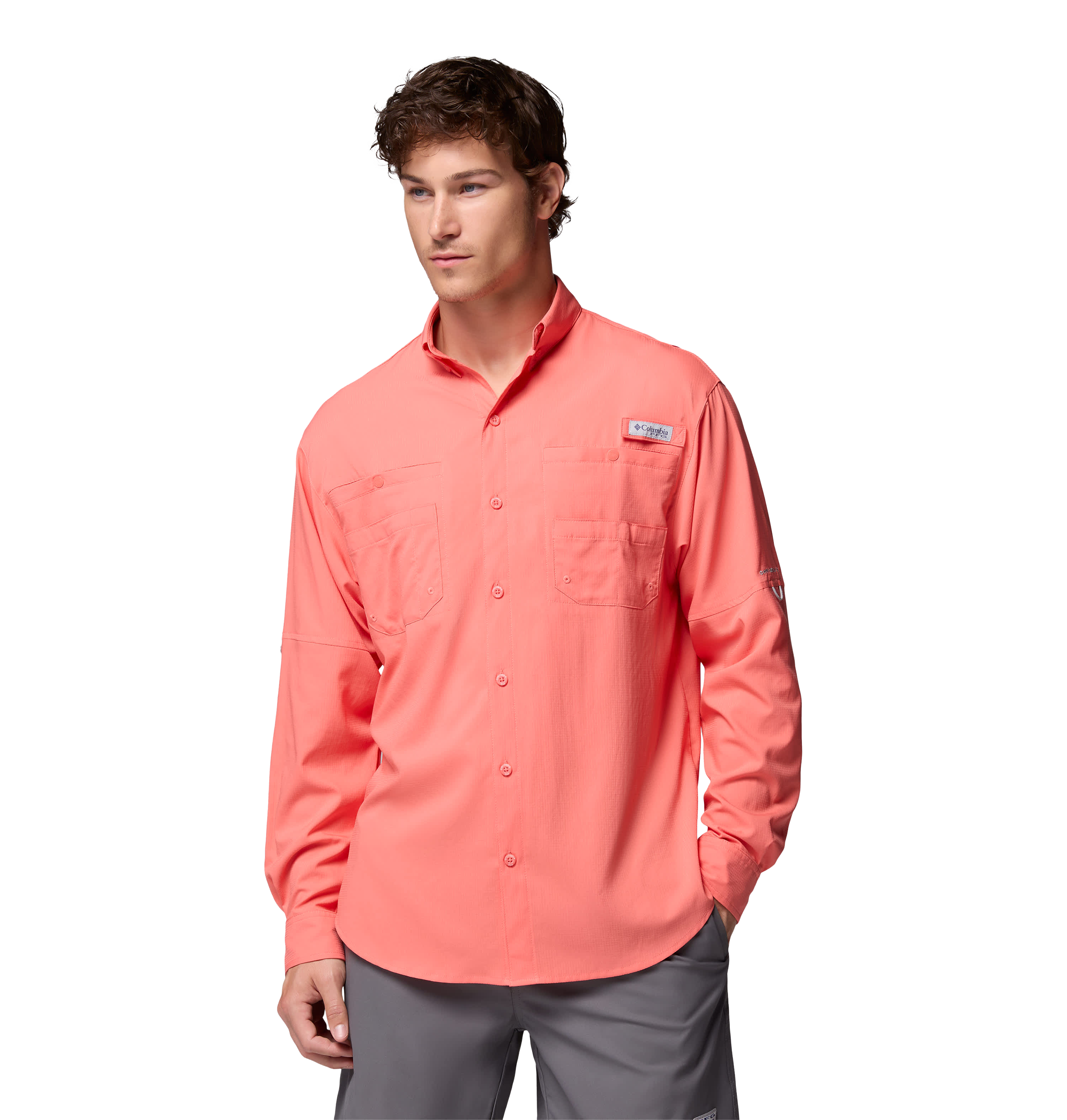 Image of Columbia Tamiami II Long-Sleeve Button-Down Shirt - Melonade