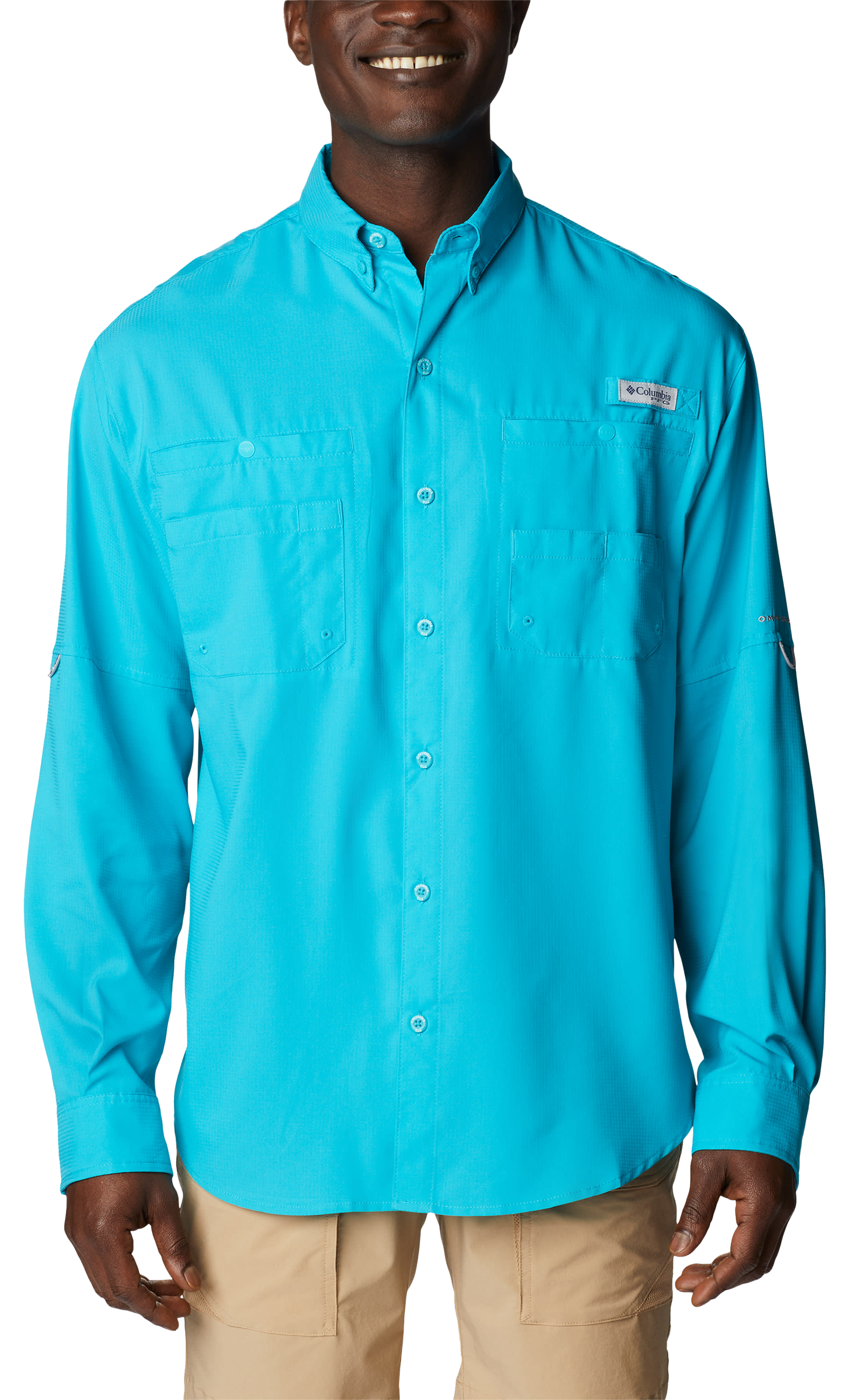 Image of Columbia Tamiami II Long-Sleeve Button-Down Shirt - Ocean Teal