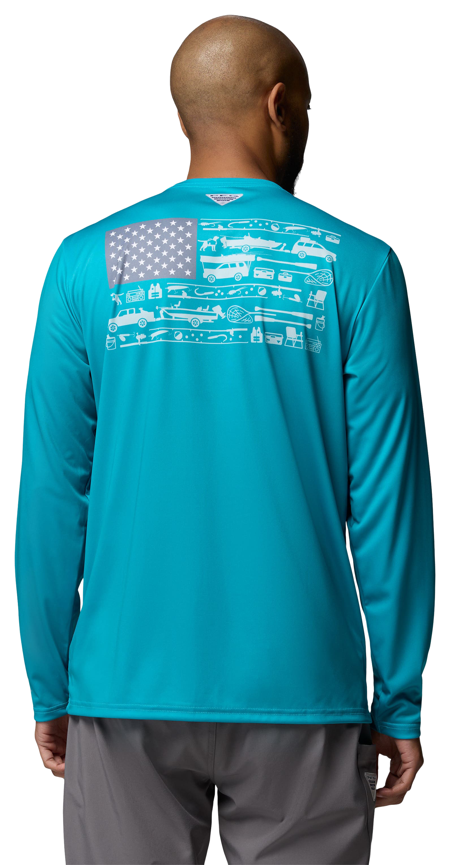Image of Columbia Terminal Tackle PFG Fish Flag Long-Sleeve Shirt - Ocean Teal