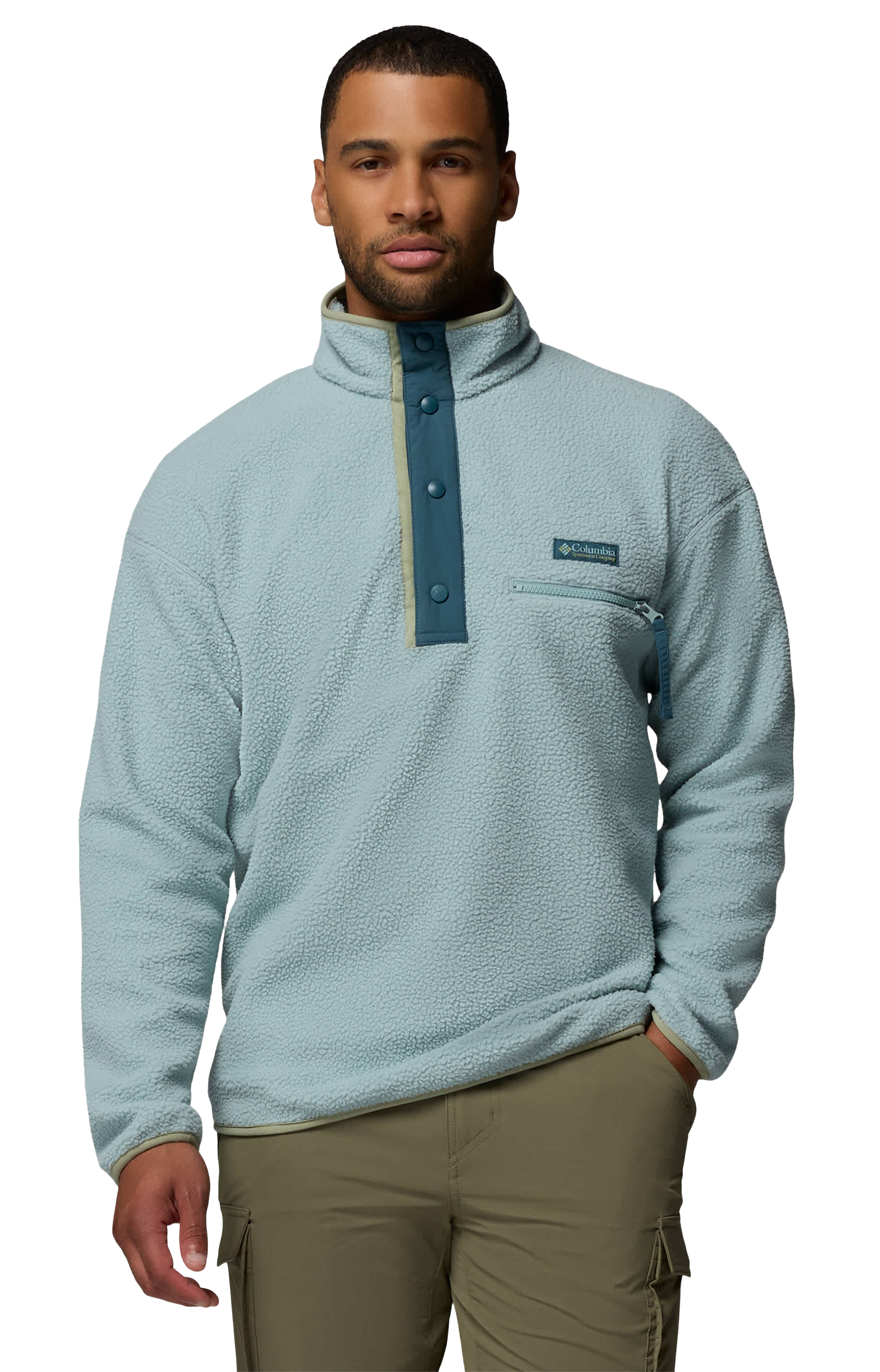 Image of Columbia Helvetia II Printed Half-Snap Fleece Pullover - Crushed Blue