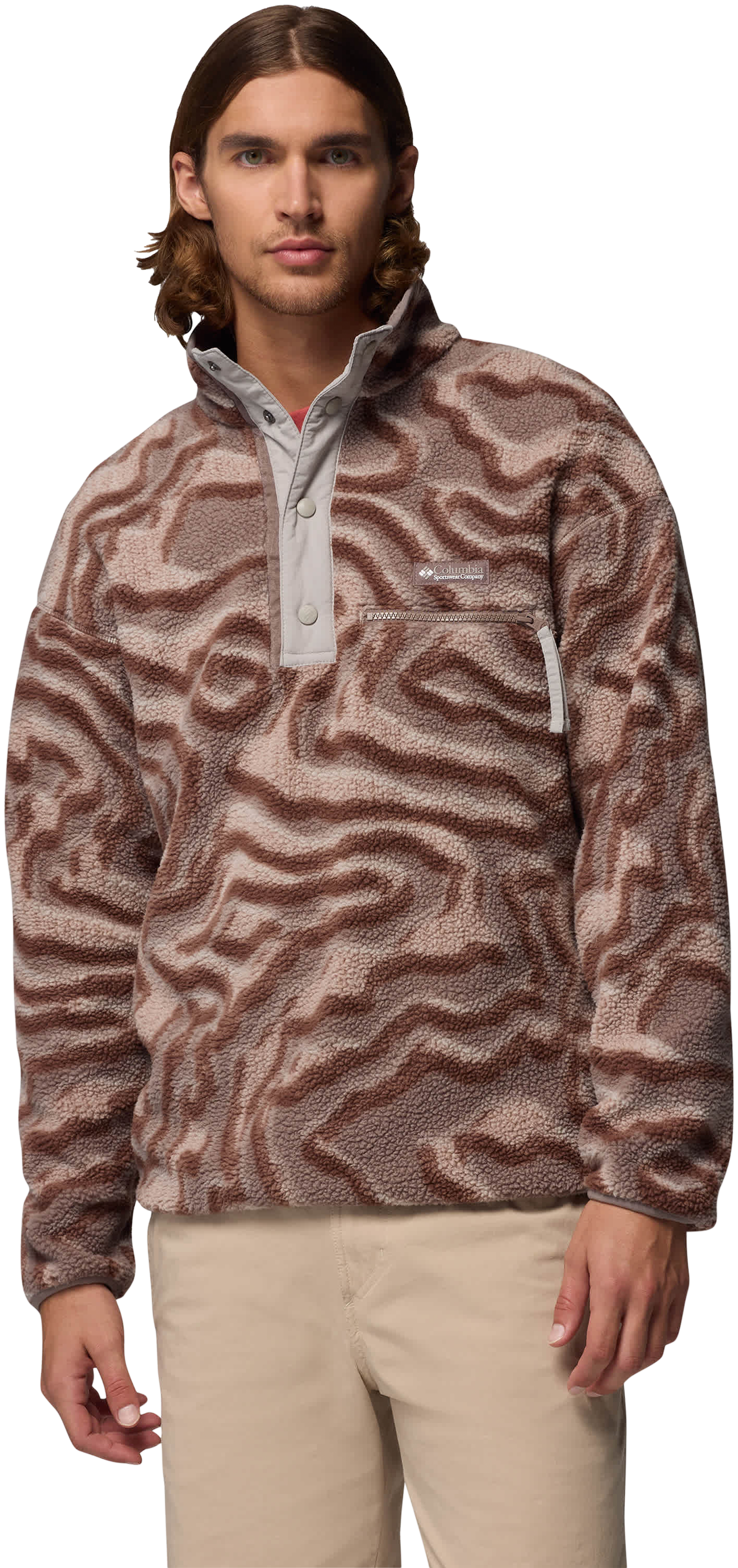 Image of Columbia Helvetia II Printed Half-Snap Fleece Pullover - Iron/Topoglitch