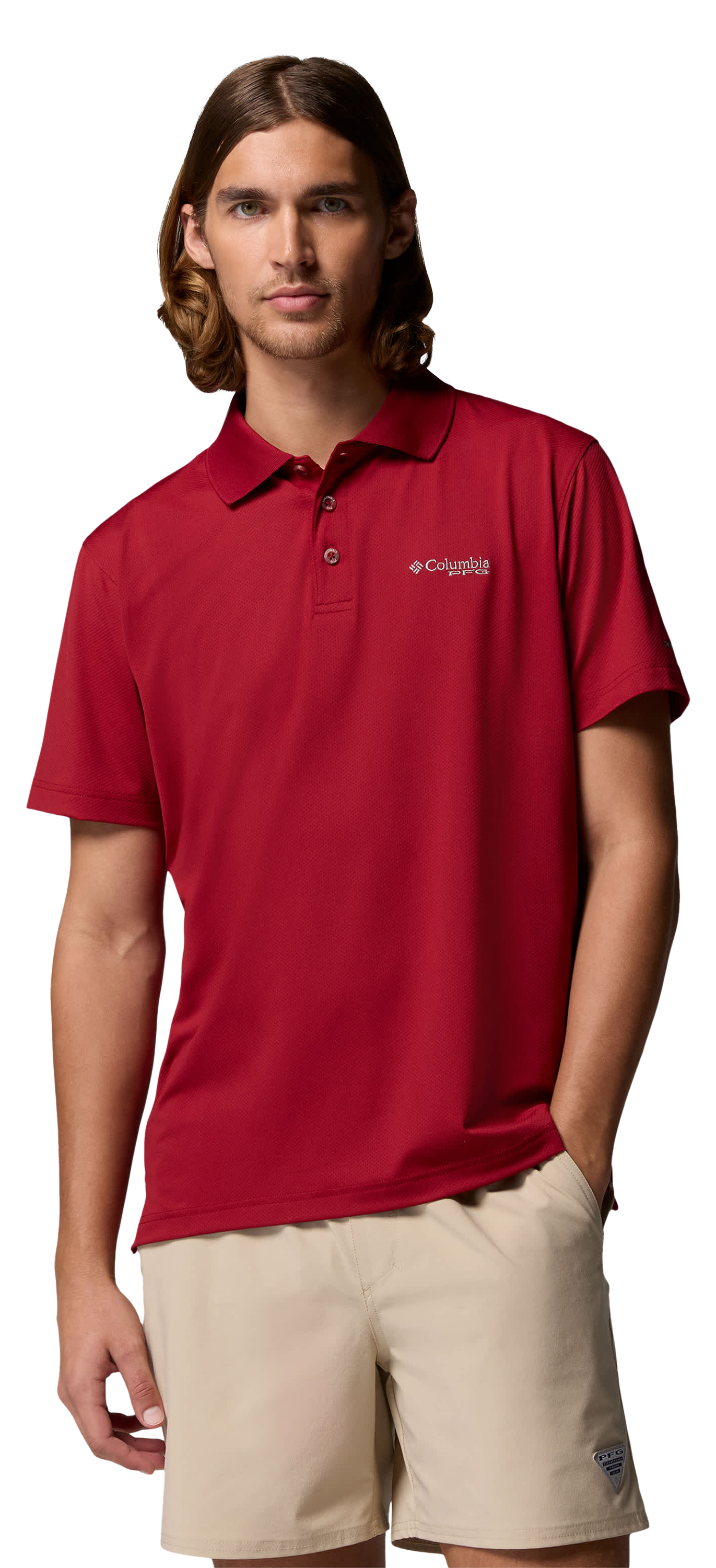 Image of Columbia Low Drag Offshore Short-Sleeve Polo for Men - Beet