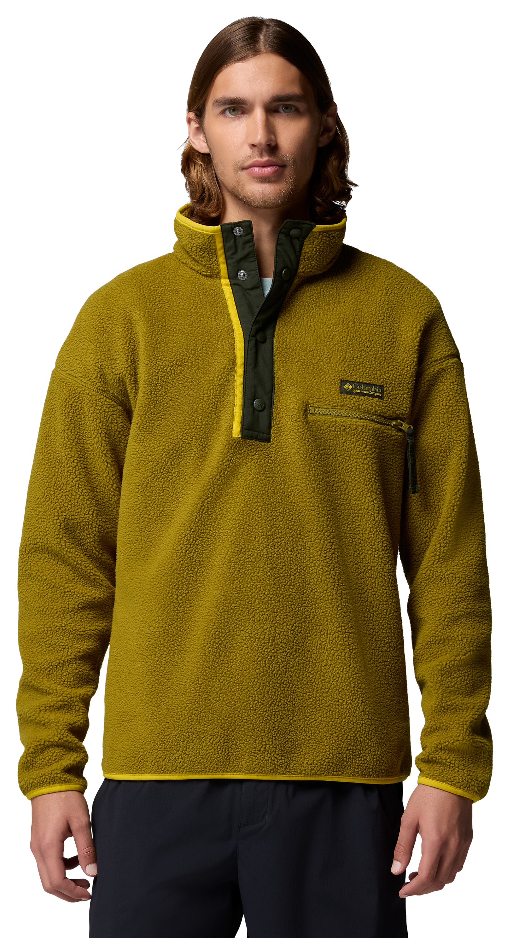 Image of Columbia Helvetia II Printed Half-Snap Fleece Pullover - Mossy Green