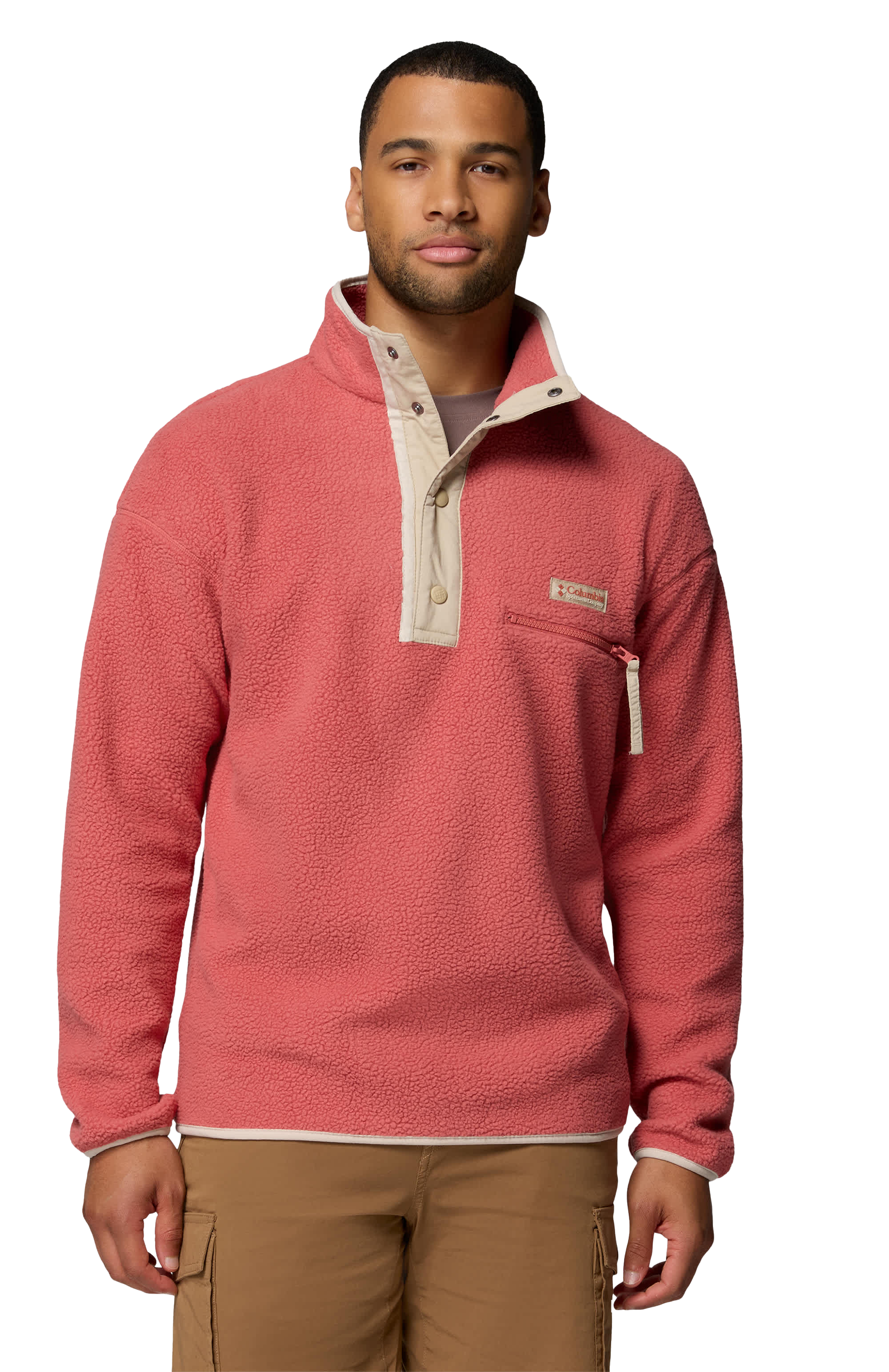 Image of Columbia Helvetia II Printed Half-Snap Fleece Pullover - Washed Red