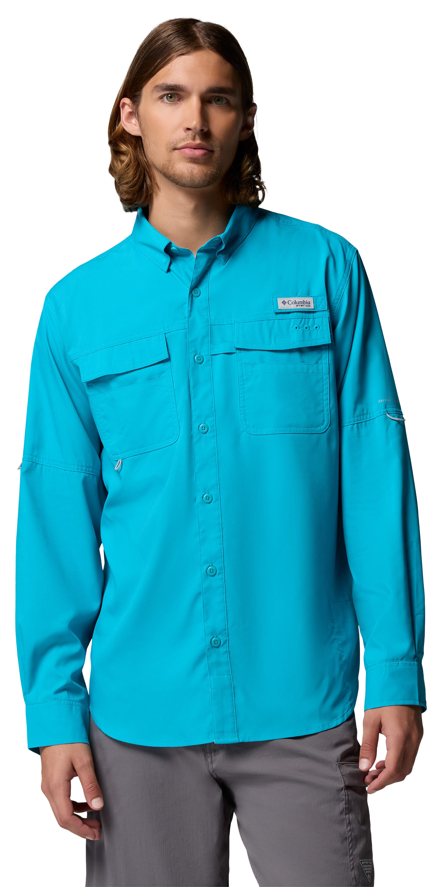 Image of Columbia PFG Blood and Guts V Long-Sleeve Shirt - Ocean Teal