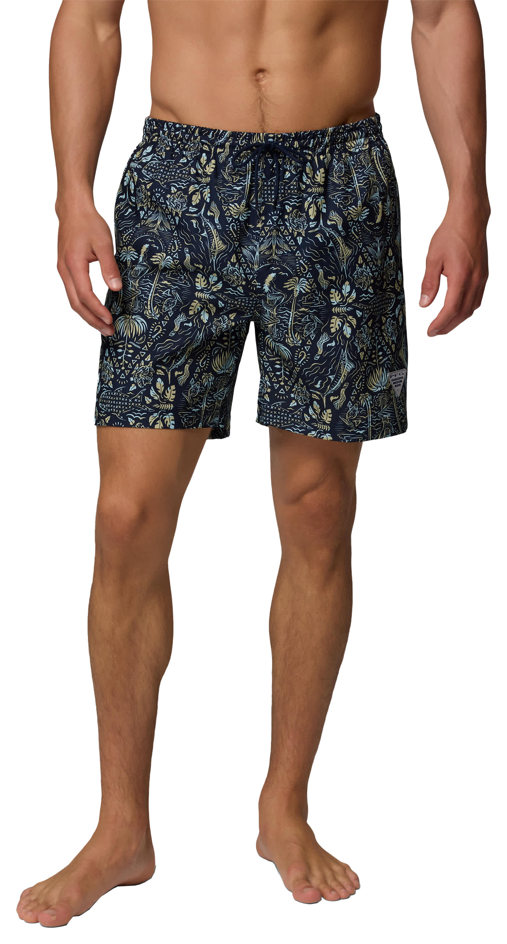 Image of Columbia PFG Rambler Printed Water Shorts - Collegiate Navy Seasirens