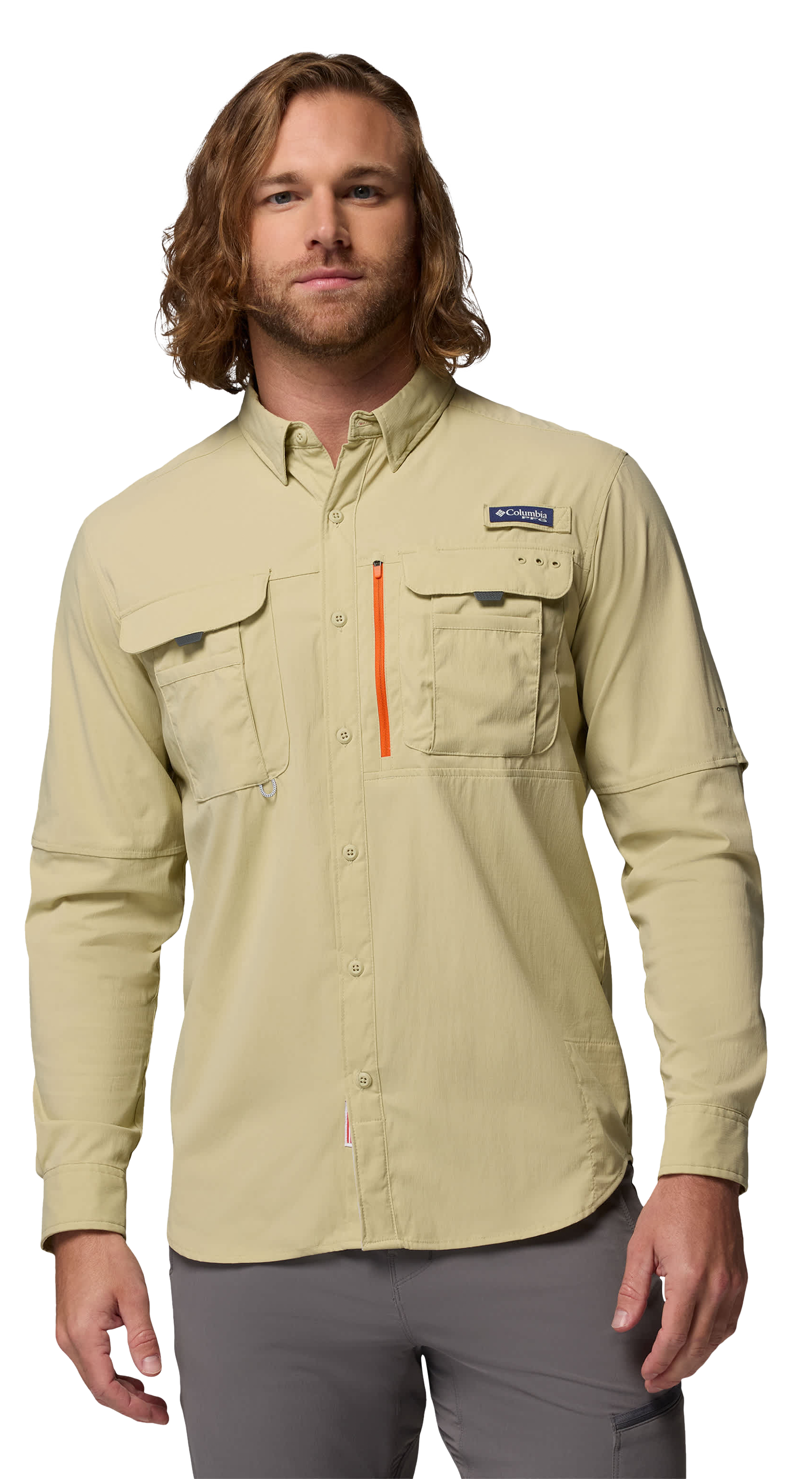 Image of Columbia PFG Bahama Elite Long-Sleeve Button-Down Shirt - Serpentine