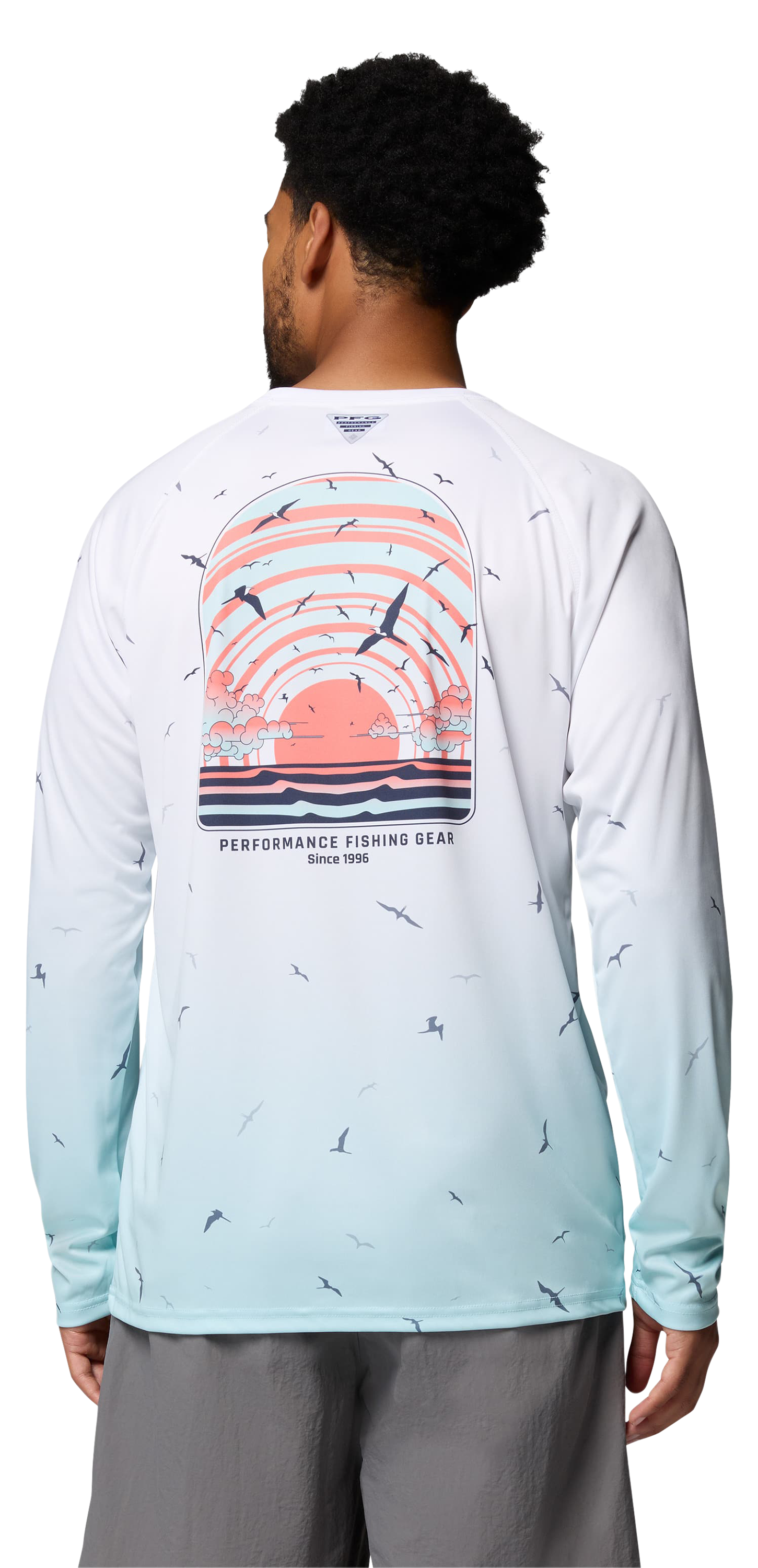 Image of Columbia Super Terminal Tackle PFG Frigate Frenz Long-Sleeve Shirt - Marine Light Frigate Frenzy