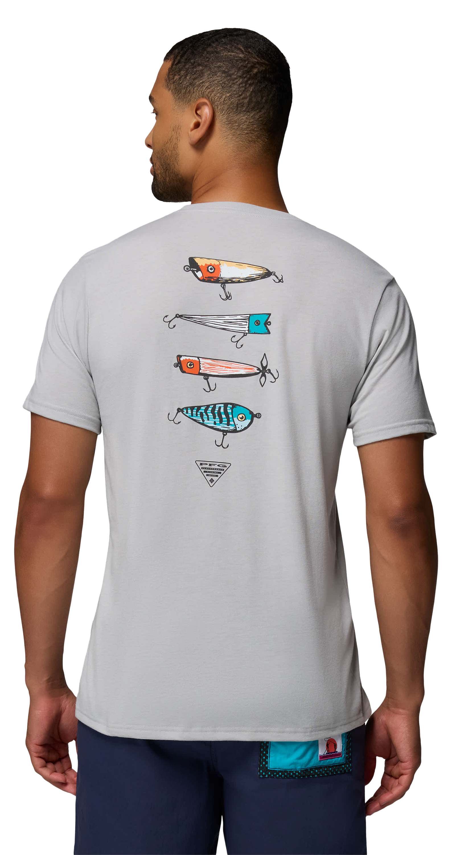 Image of Columbia PFG Lure Lineup Back Graphic Short-Sleeve T-Shirt - Cool Grey Heather