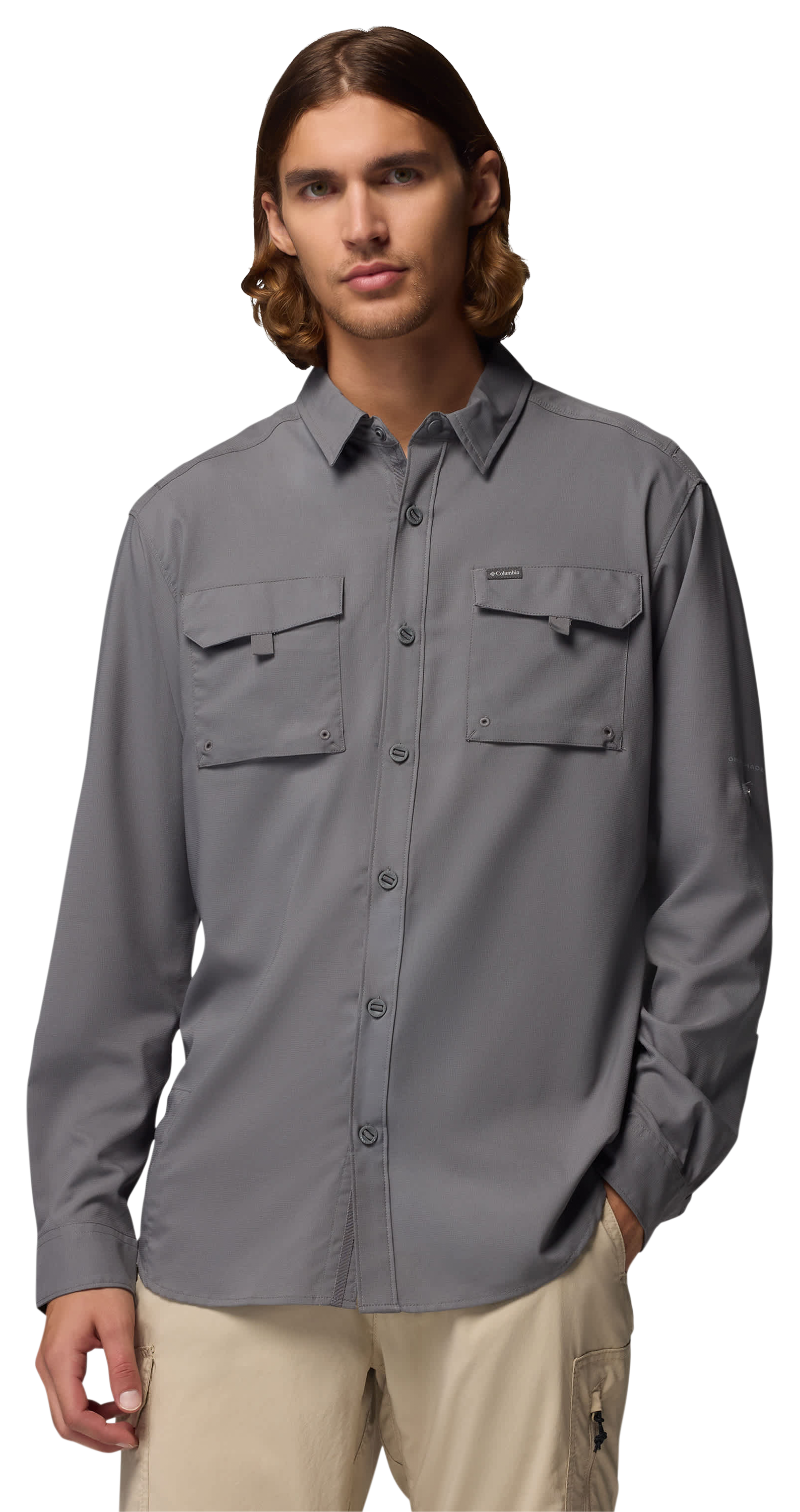 Image of Columbia Silver Ridge Utility II Long-Sleeve Button-Down Shirt - City Grey - 3X