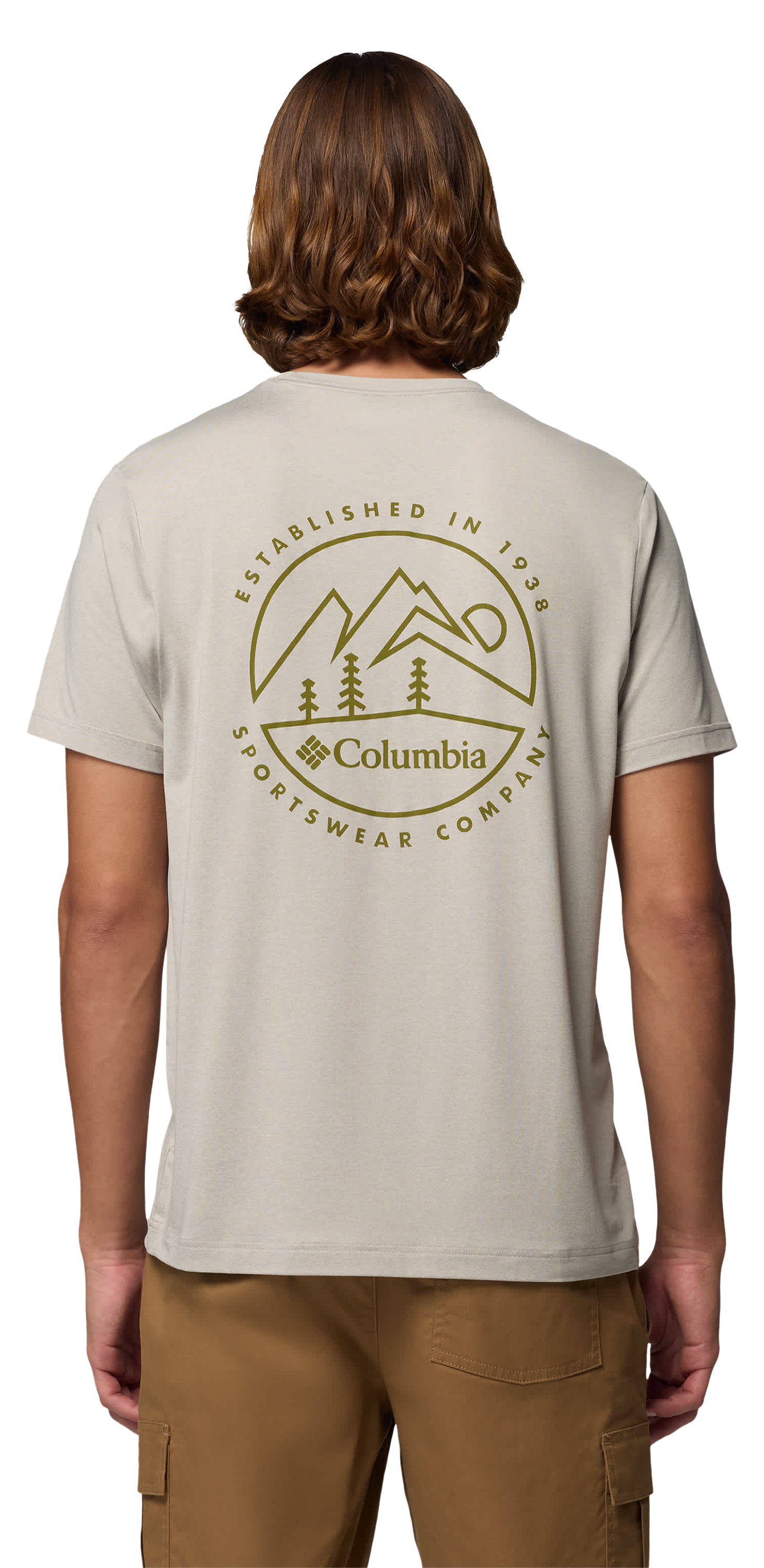 Image of Columbia Parsons Point Linear Peaks Graphic Short-Sleeve T-Shirt - Dark Stone Heather