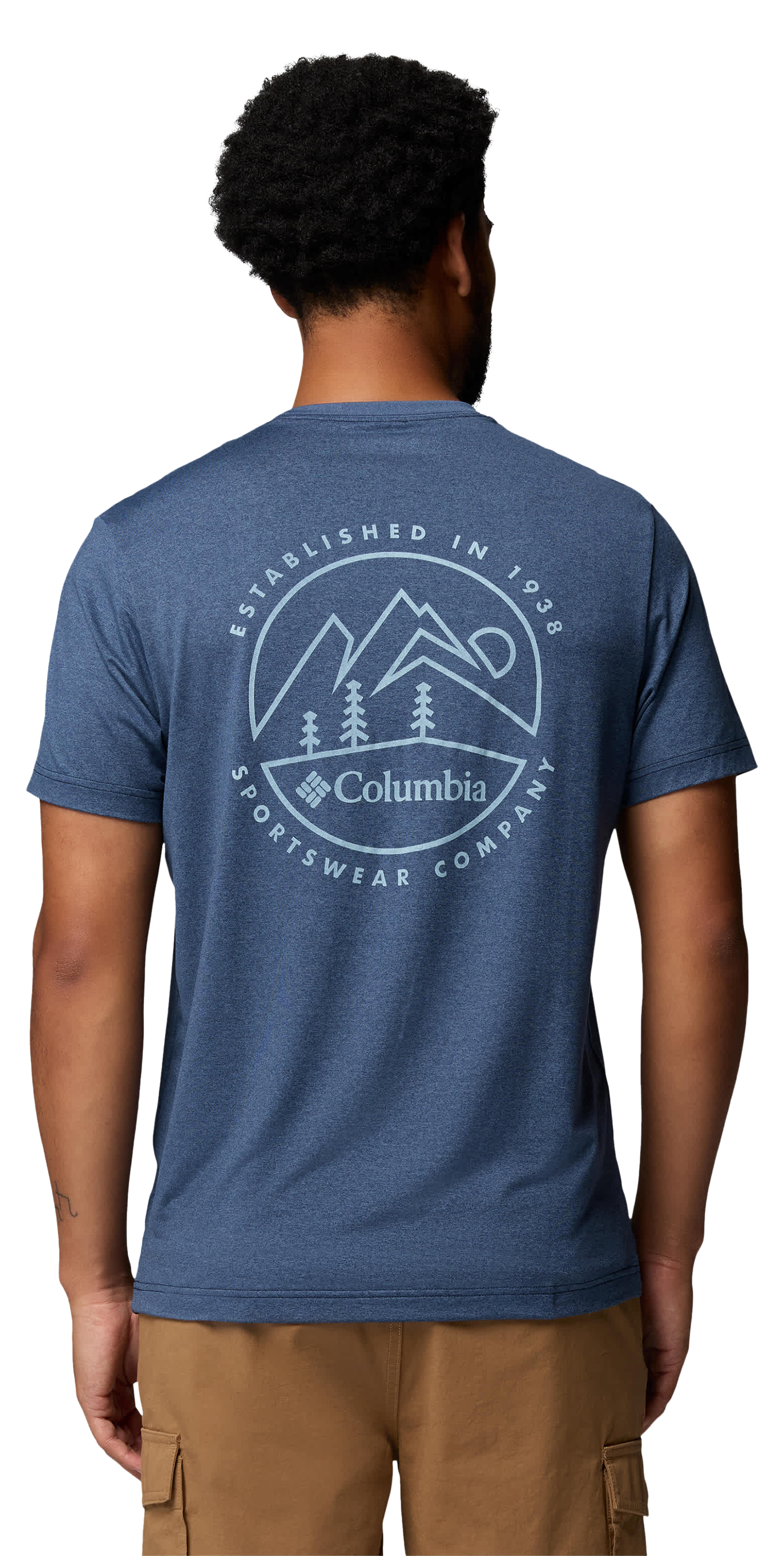 Image of Columbia Parsons Point Linear Peaks Graphic Short-Sleeve T-Shirt - Collegiate Navy Heather