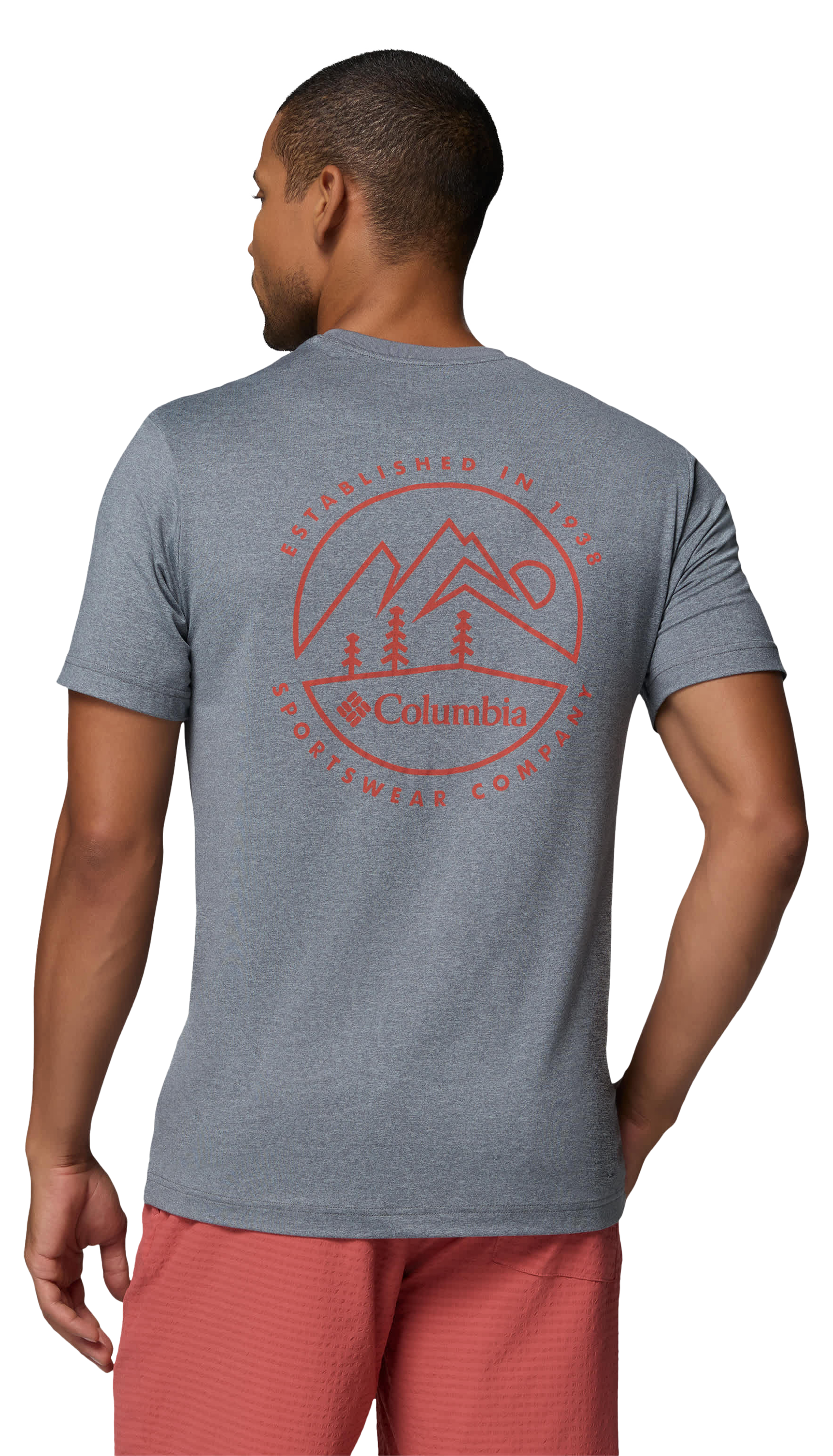 Image of Columbia Parsons Point Linear Peaks Graphic Short-Sleeve T-Shirt - City Grey Heather