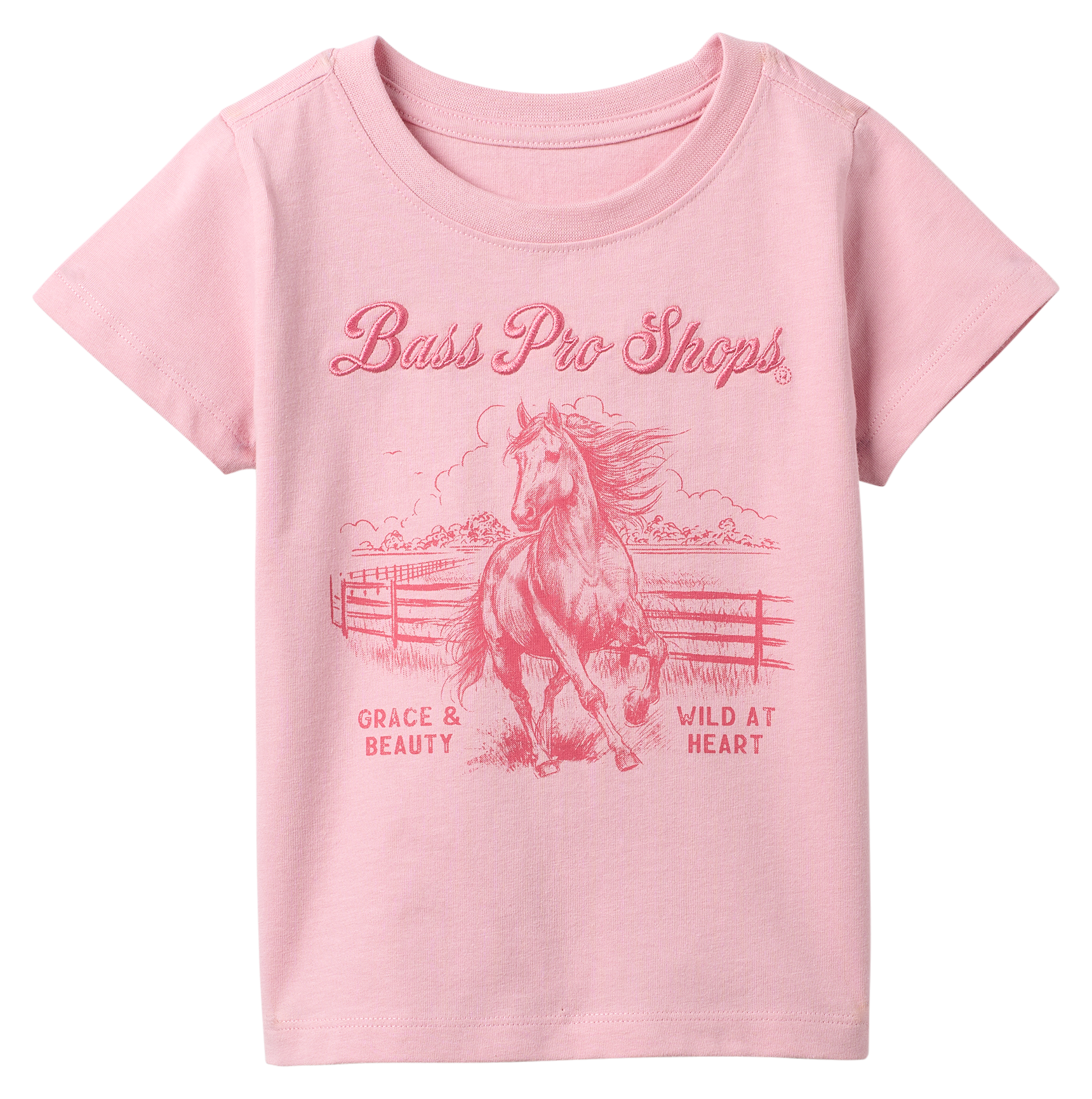 Image of Bass Pro Shops Wild at Heart Horse Graphic Short-Sleeve T-Shirt for Toddlers - Pink Nectar