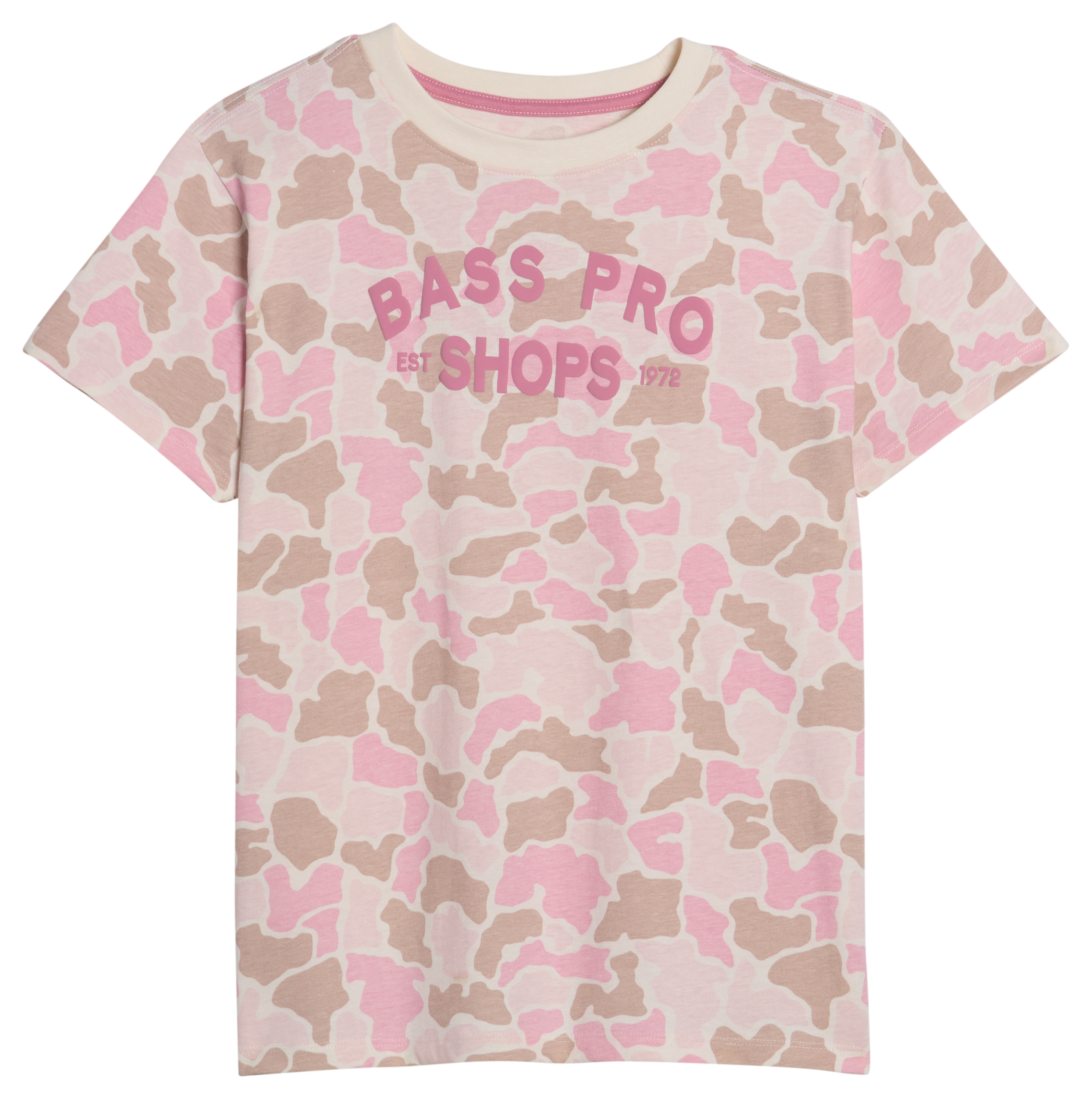 Image of Bass Pro Shops Graphic Short-Sleeve T-Shirt for Kids - Pink Duck Camo