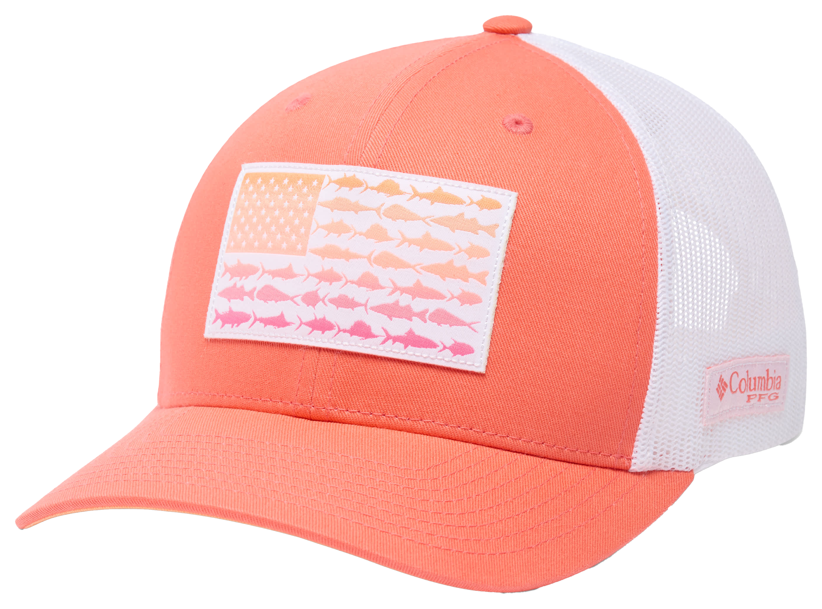 Image of Columbia PFG Mesh Snapback Fish Flag Ball Cap - Melonade/Fish Flag