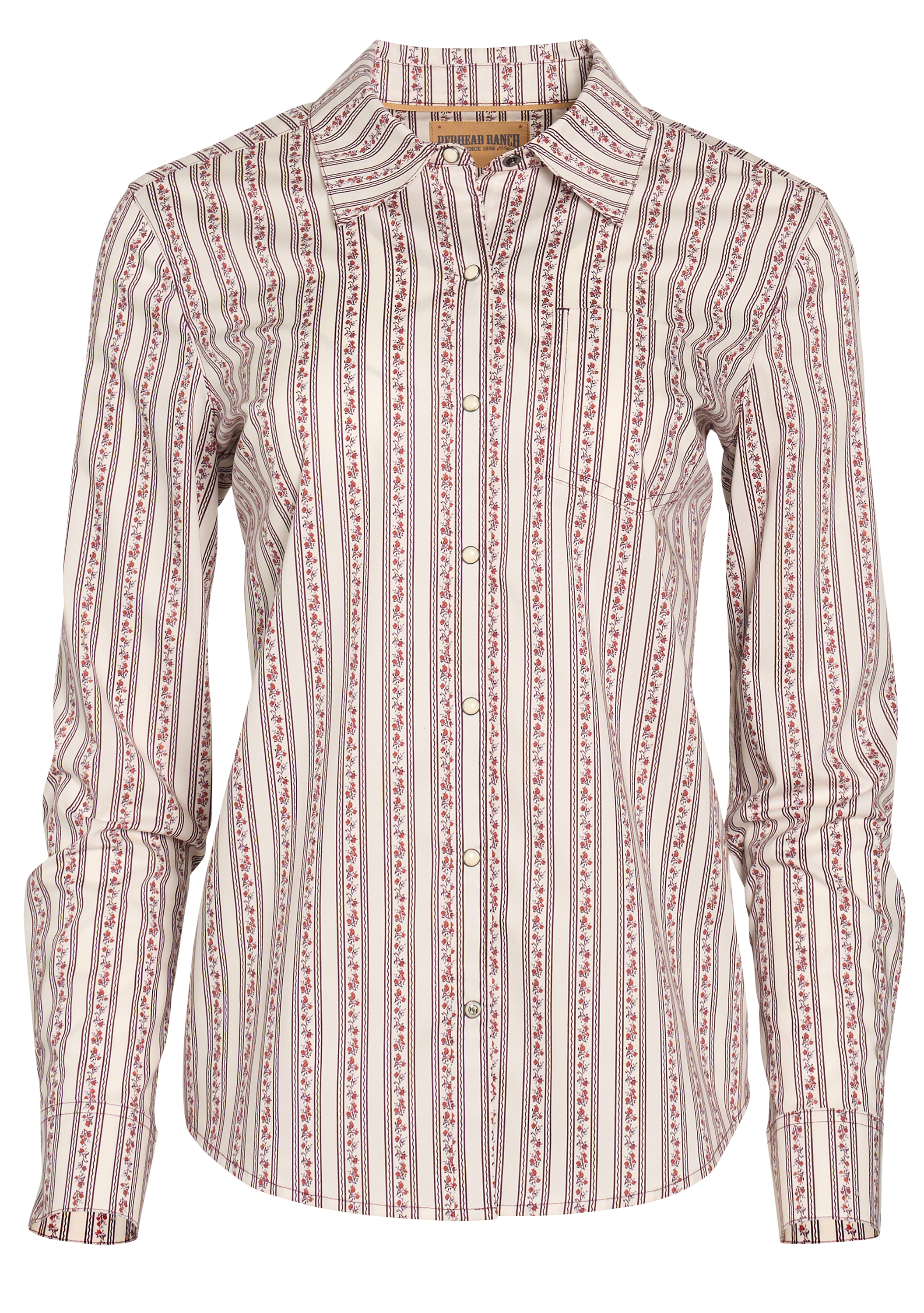 Image of RedHead Ranch Rifle Falls Woven Button-Down Shirt - Fig Wallpaper Stripe