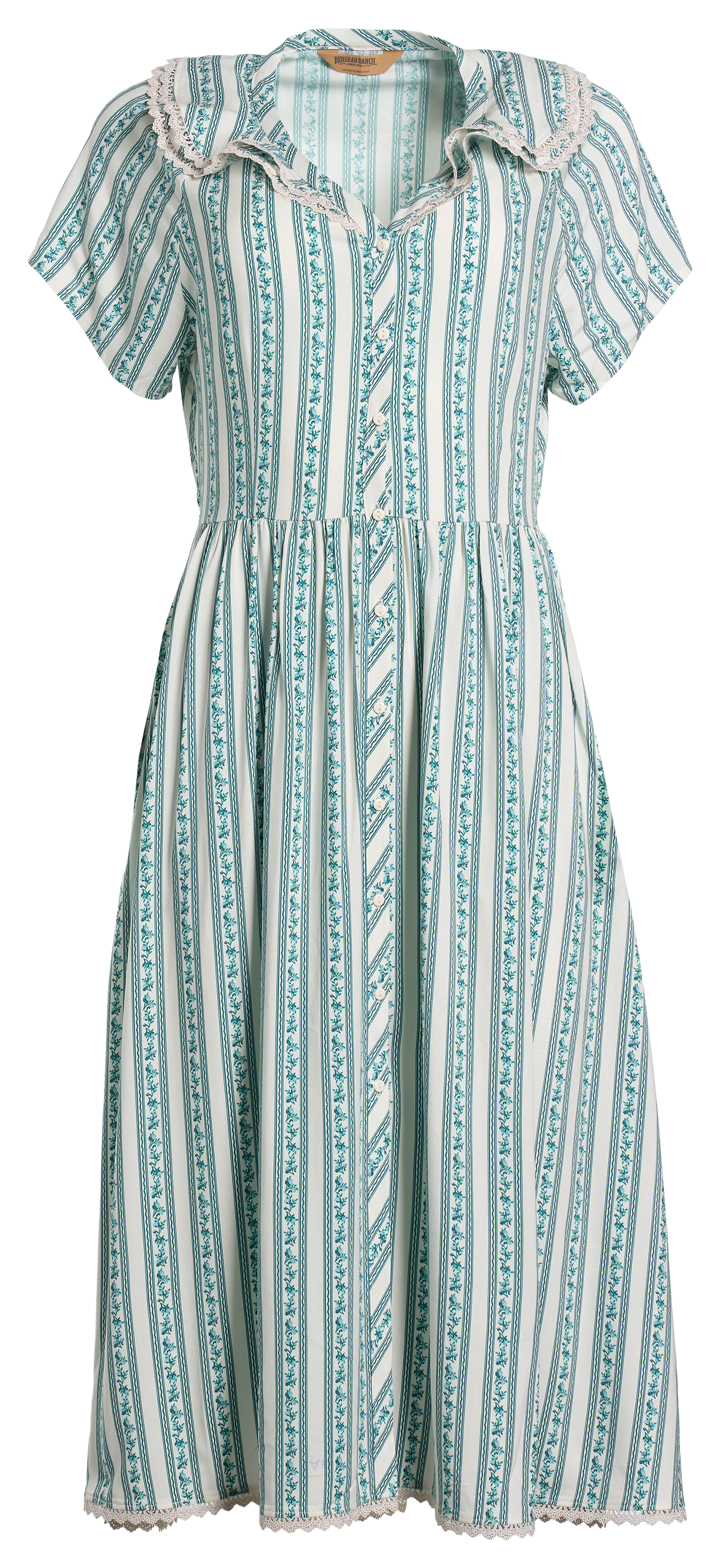 Image of RedHead Ranch Ruffled Collar Short-Sleeve Midi Dress - Jasper Wallpaper