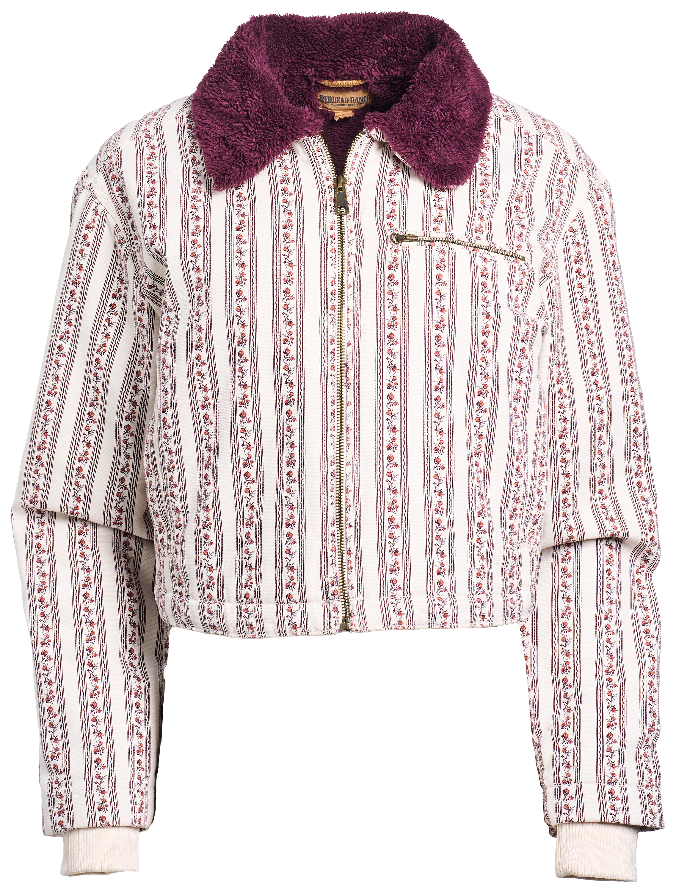 RedHead Ranch Printed Sherpa-Lined Full-Zip Jacket - Fig Wallpaper Stripe