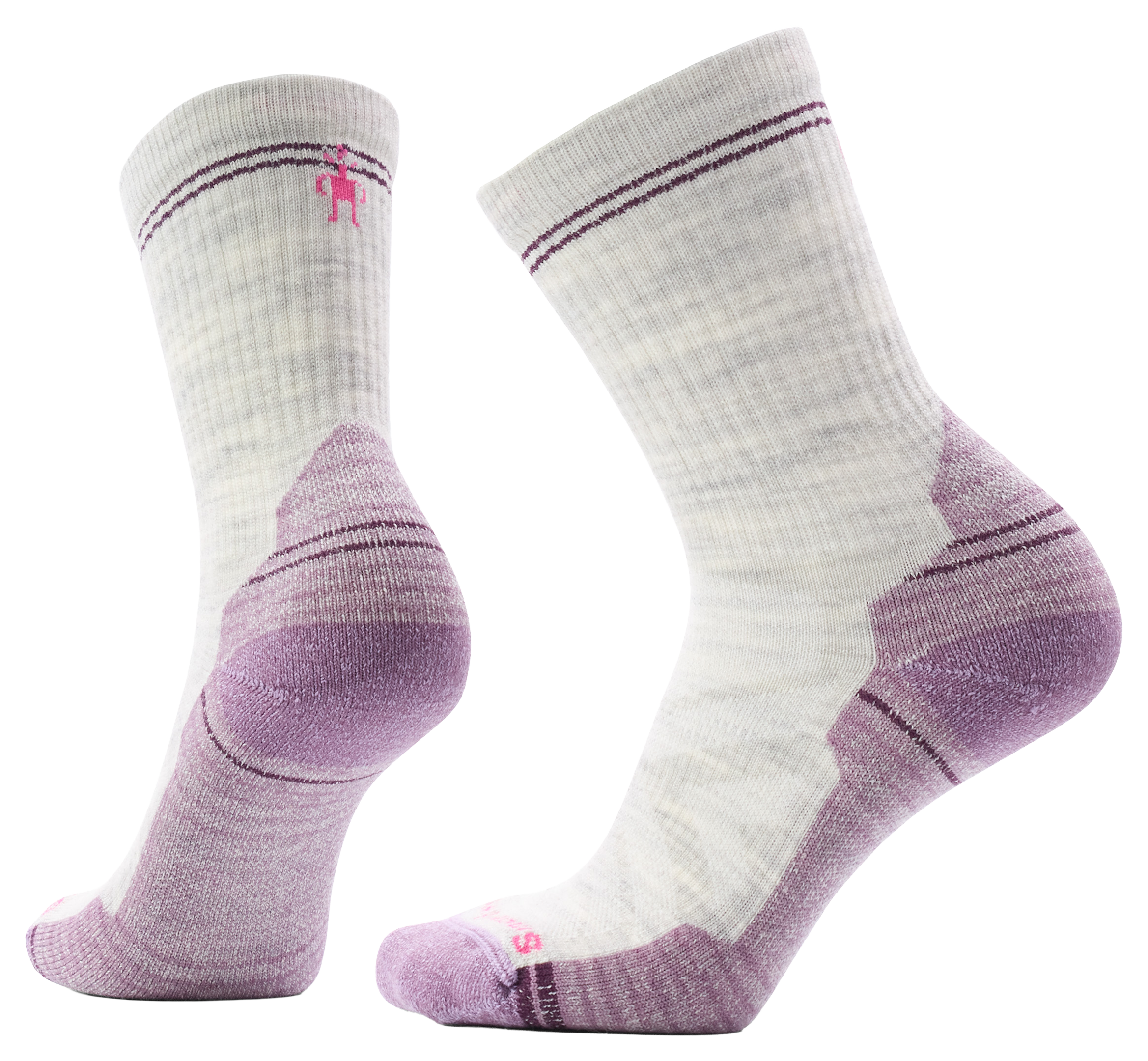 Image of Smartwool Hike Light-Cushion Crew Socks for Women - Ash/Purple Dawn