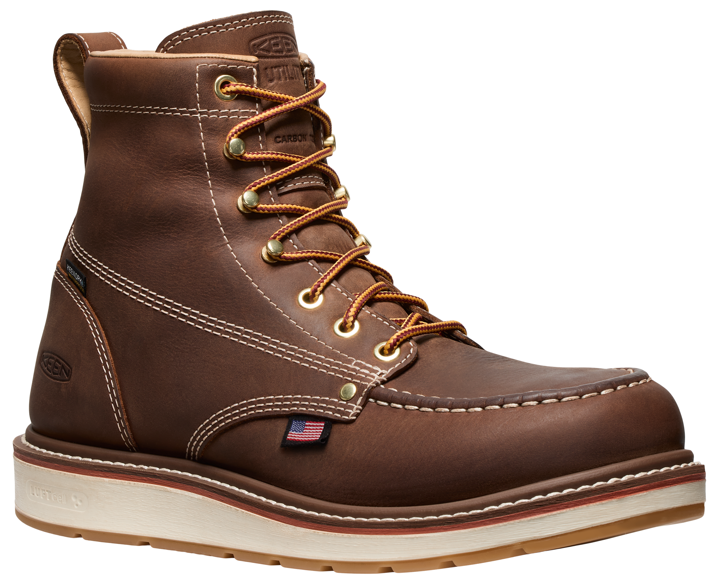 Image of KEEN Utility Liberty Waterproof Carbon-Toe Work Boots for Men - Chestnut/Gum
