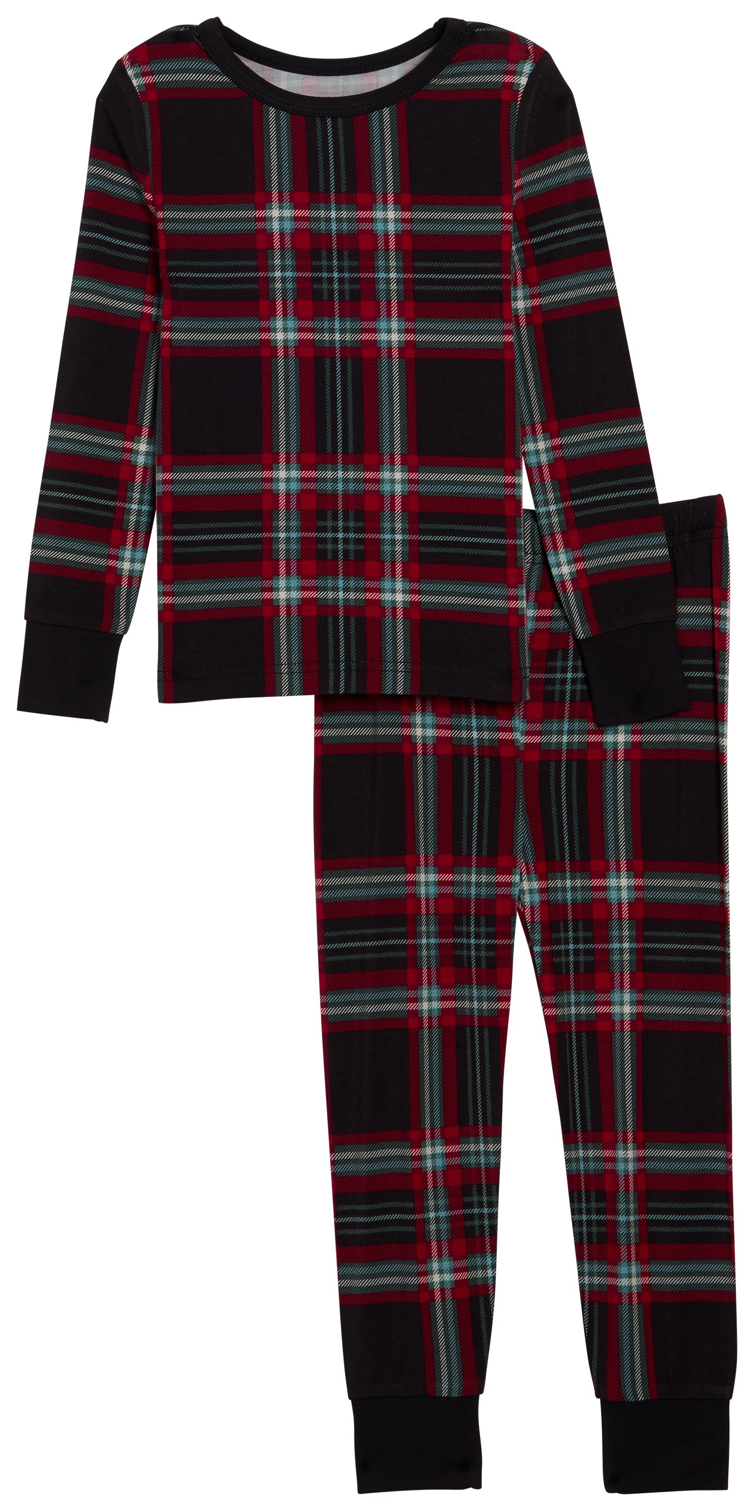 Image of Bass Pro Shops Snug-Fit Pajamas for Toddlers - Blue/Black Plaid