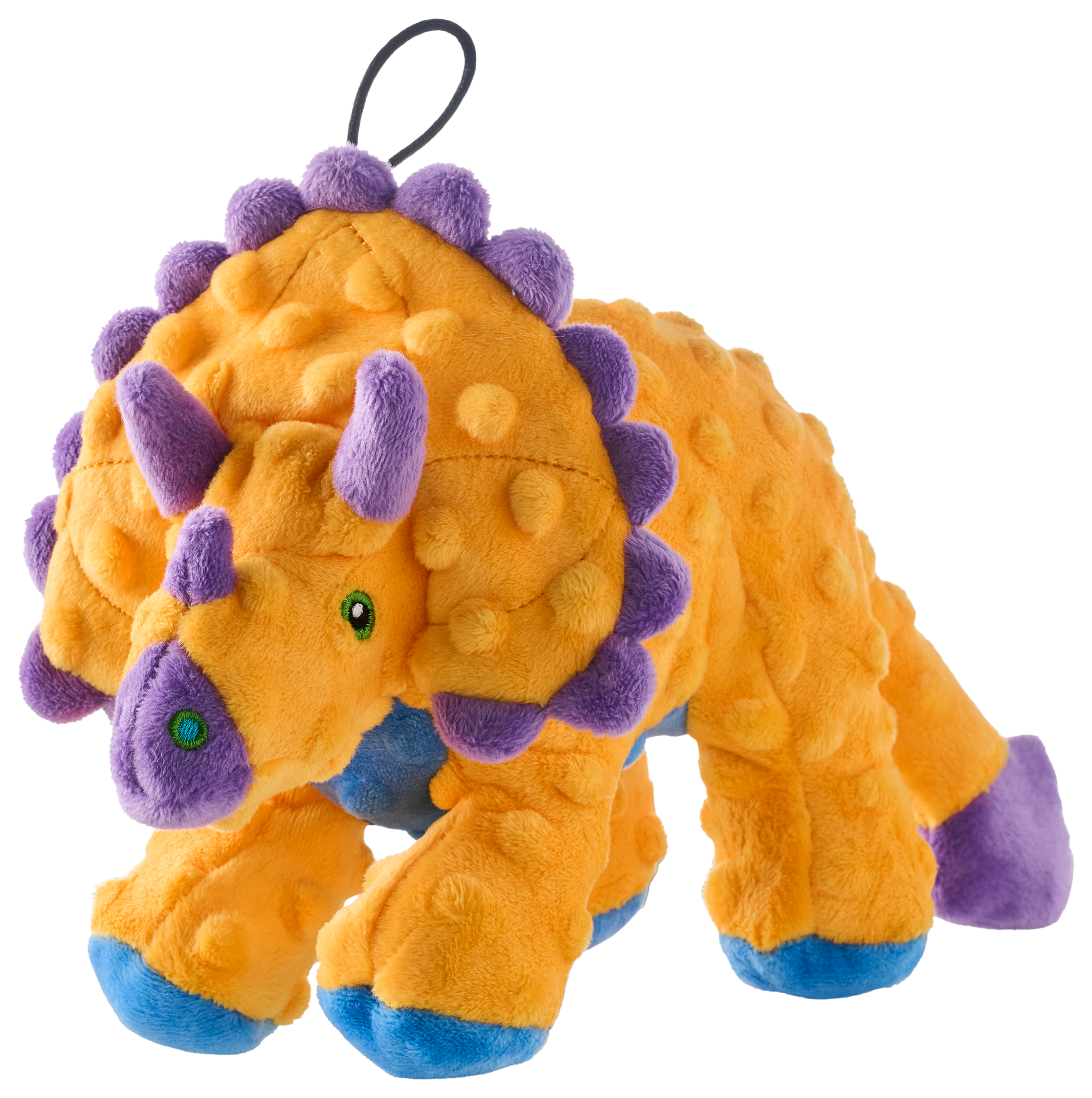 Bass Pro Shops Plush Triceratops Dog Toy - Orange/Purple - M