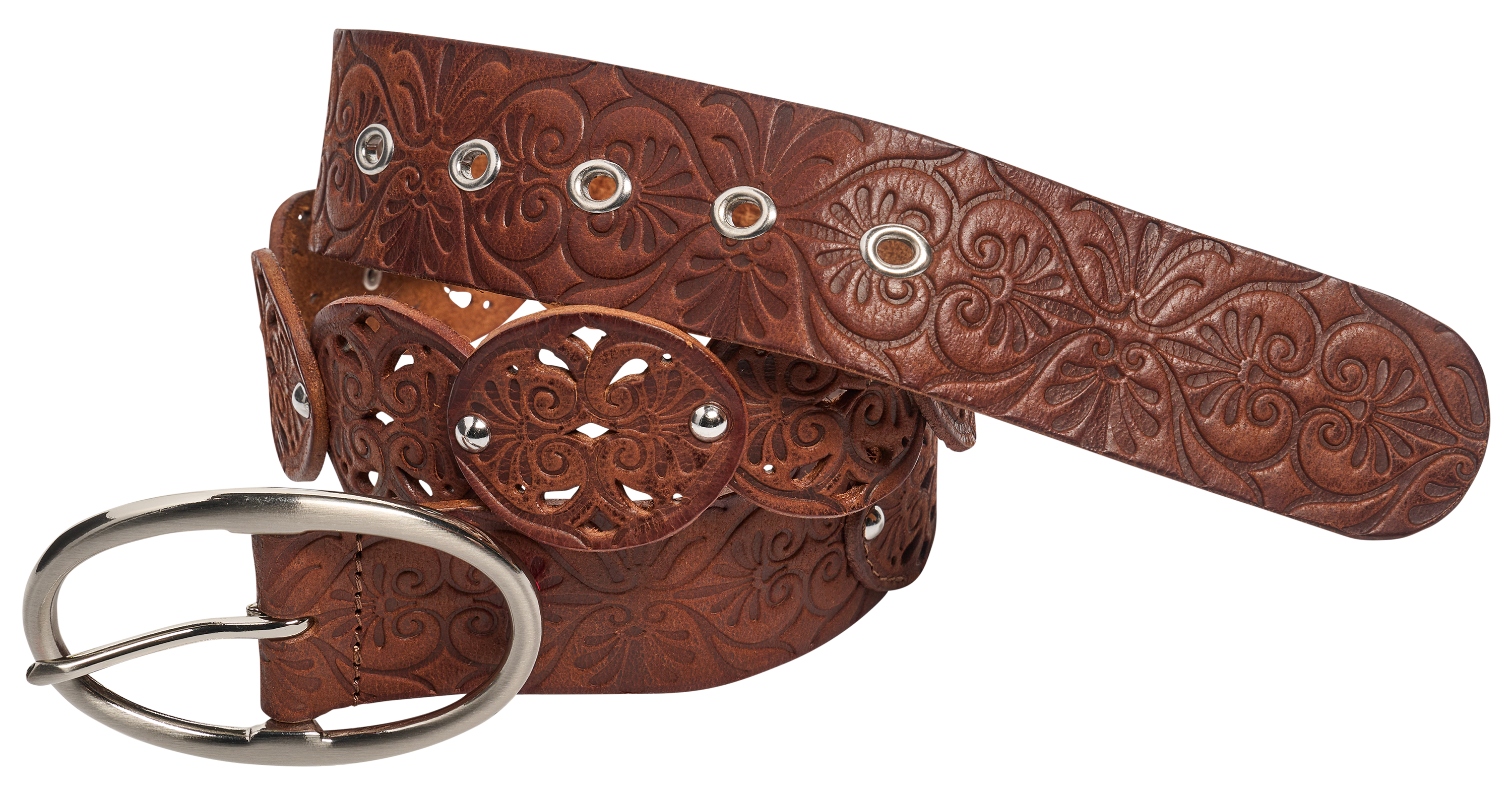 Image of Natural Reflections Leather Disc Belt - Brown