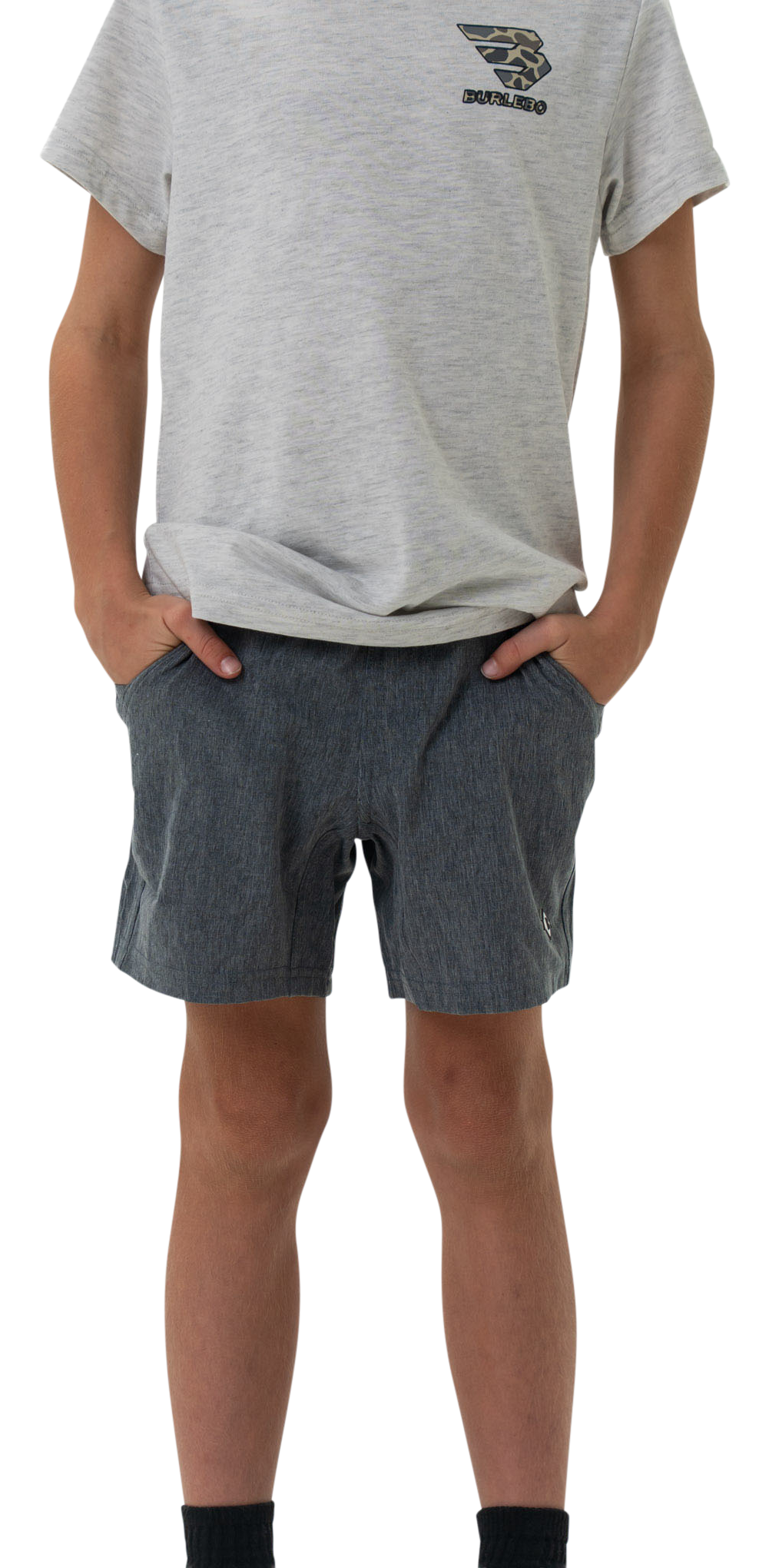 Image of BURLEBO Athletic Shorts for Kids - Grizzly Grey