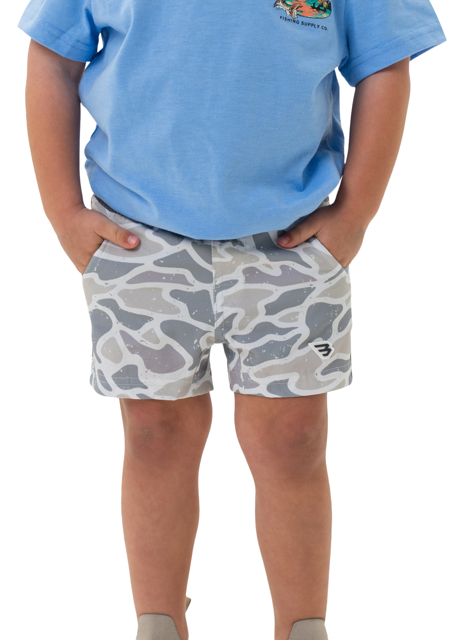 Image of BURLEBO Athletic Shorts for Kids - White Camo