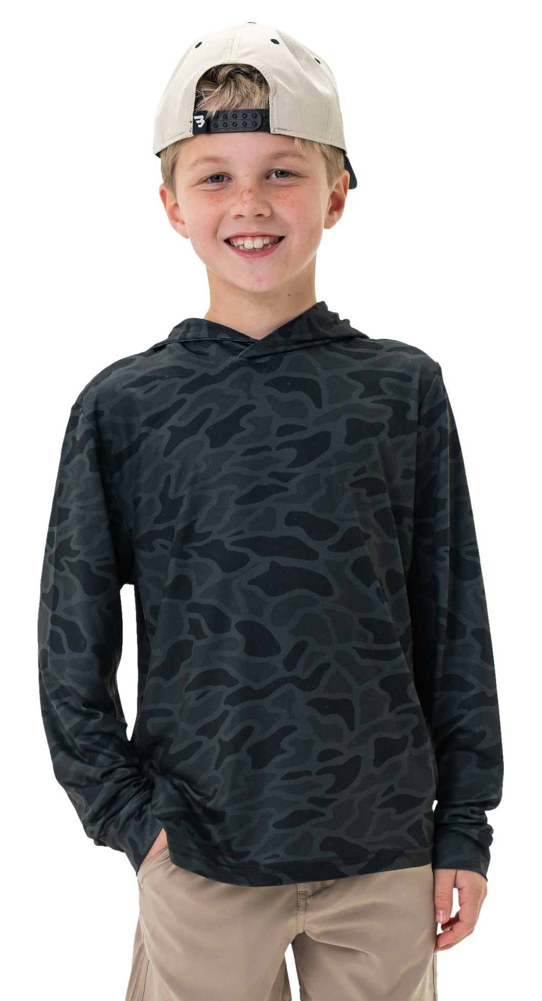 Image of BURLEBO Performance Hoodie for Kids - Black Camo